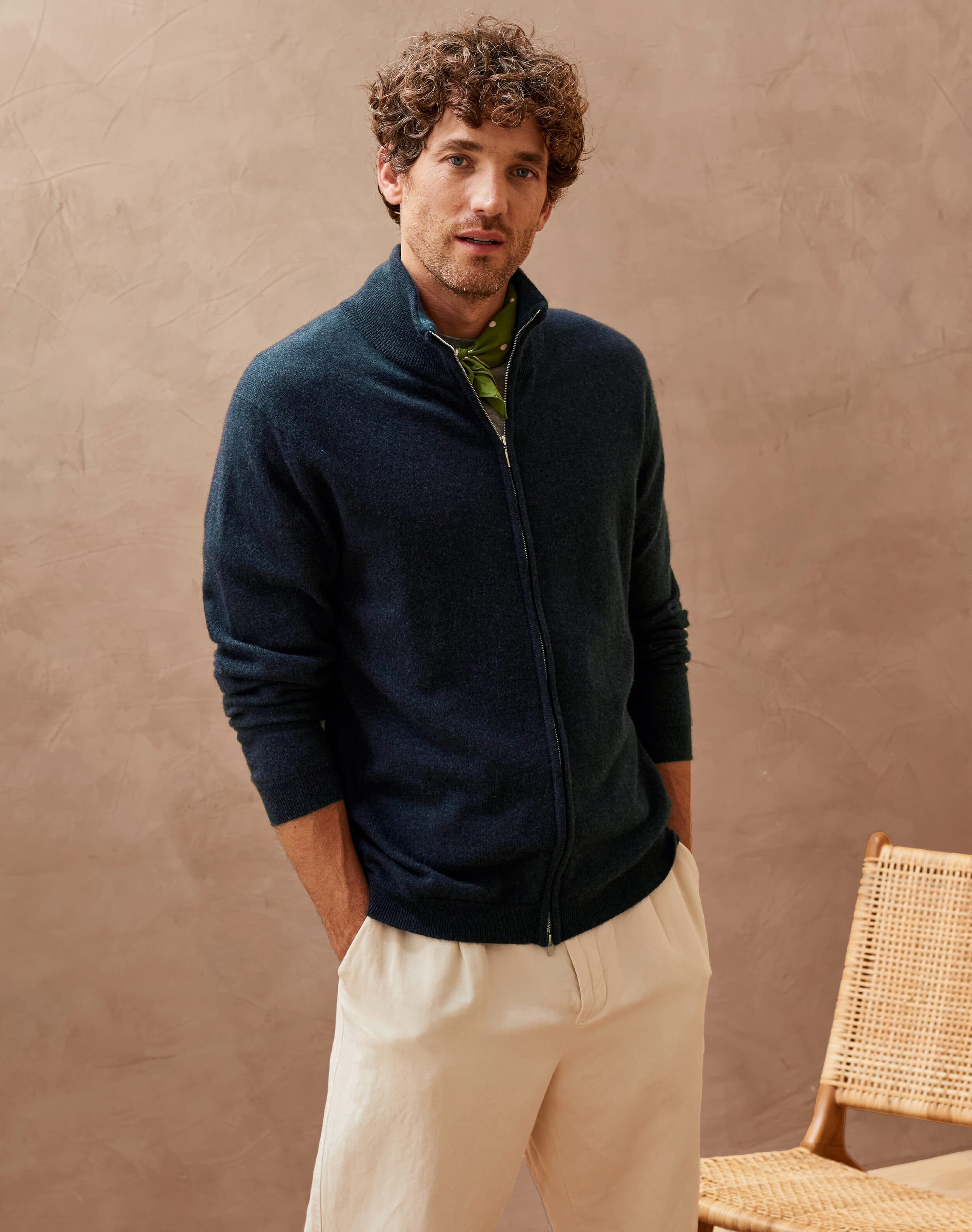 Brora Cashmere Zip Turtle Neck Cardigan