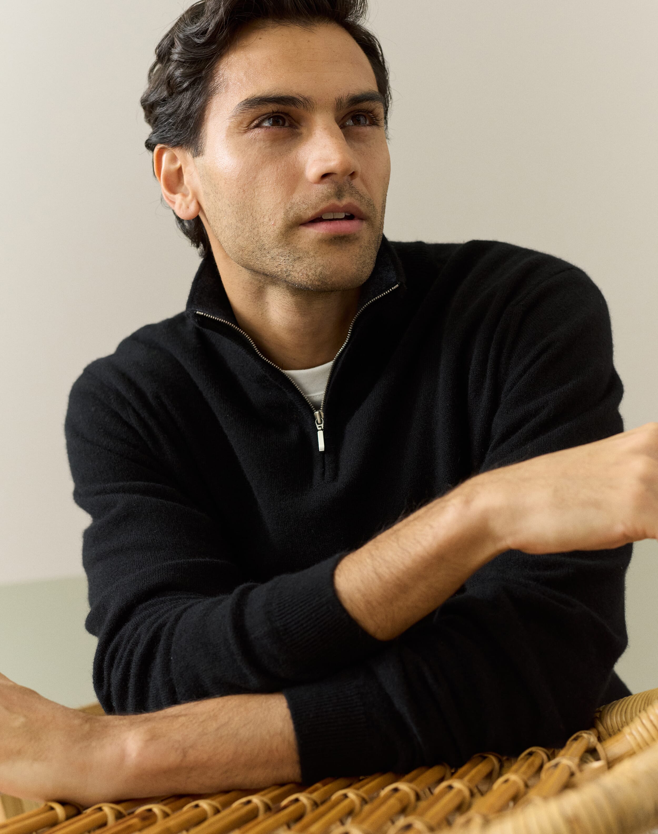Brora Cashmere Zip Turtle Neck Jumper Black for Men  - Size: M