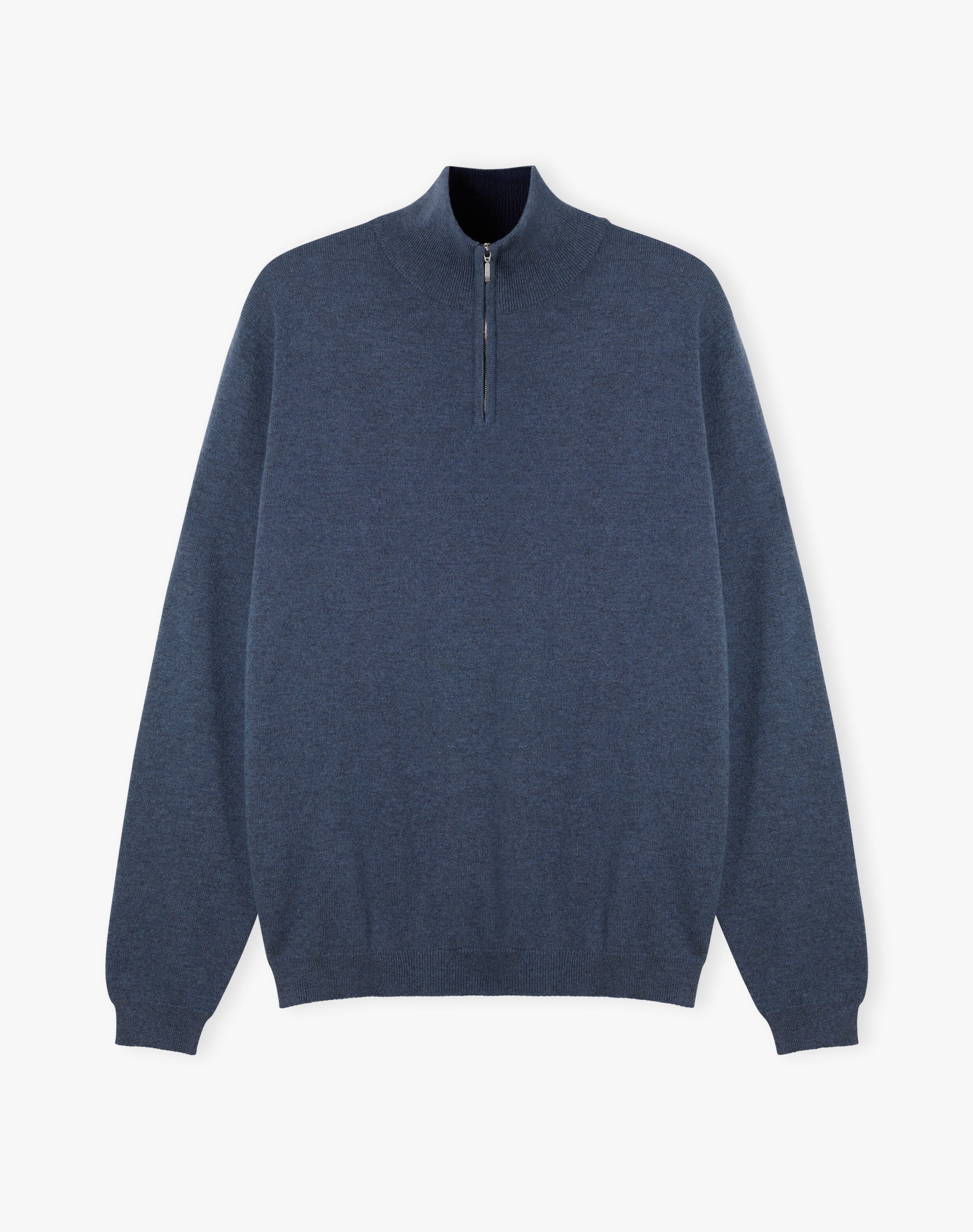 Navy Cashmere Zip Turtle Neck Jumper | Men's Jumpers | Brora