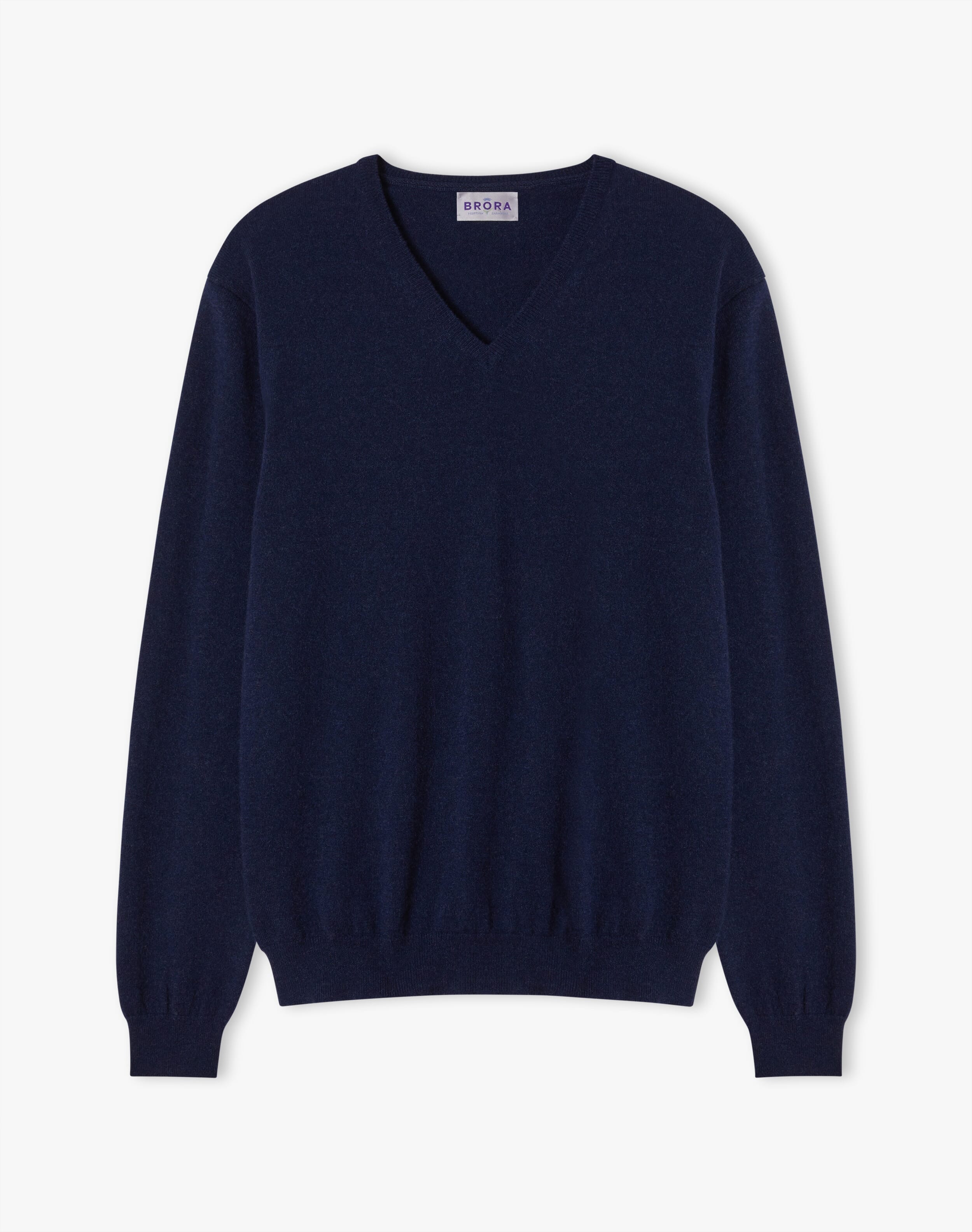 V Neck Brora Cashmere Sweater French Navy Cashmere V Neck Jumper