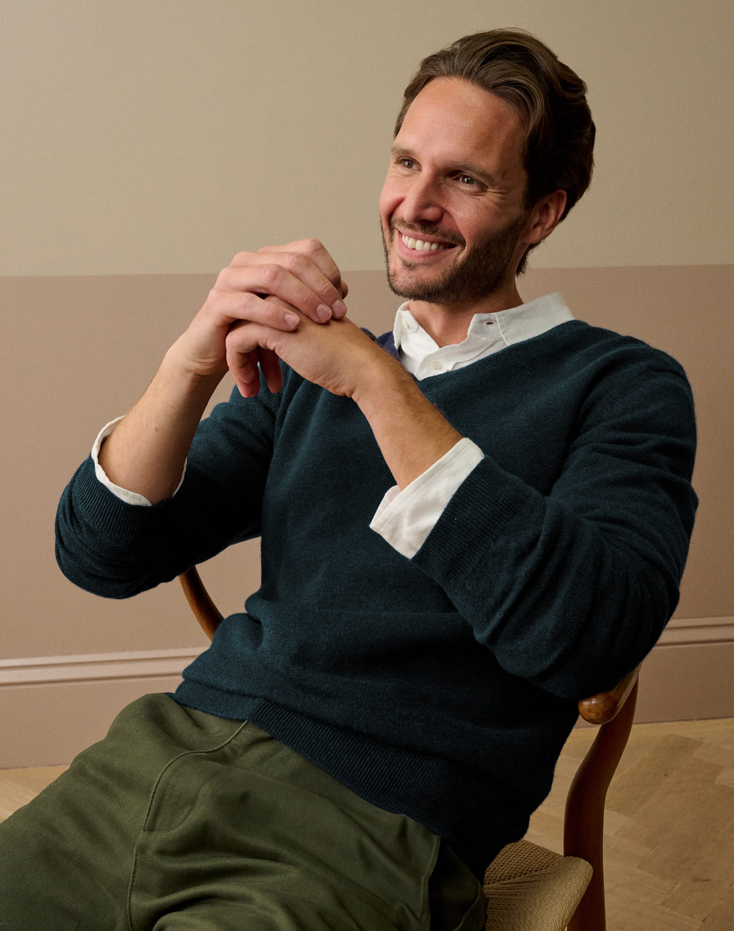Brora Cashmere V Neck Jumper Ivy