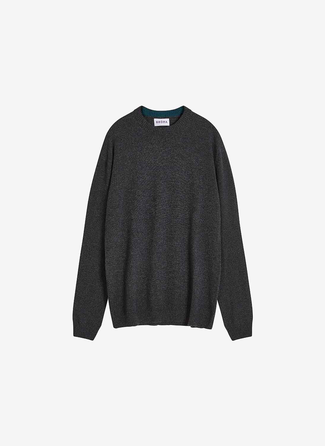 Charcoal Cashmere Elbow Patch Jumper | Men's Cashmere | Brora