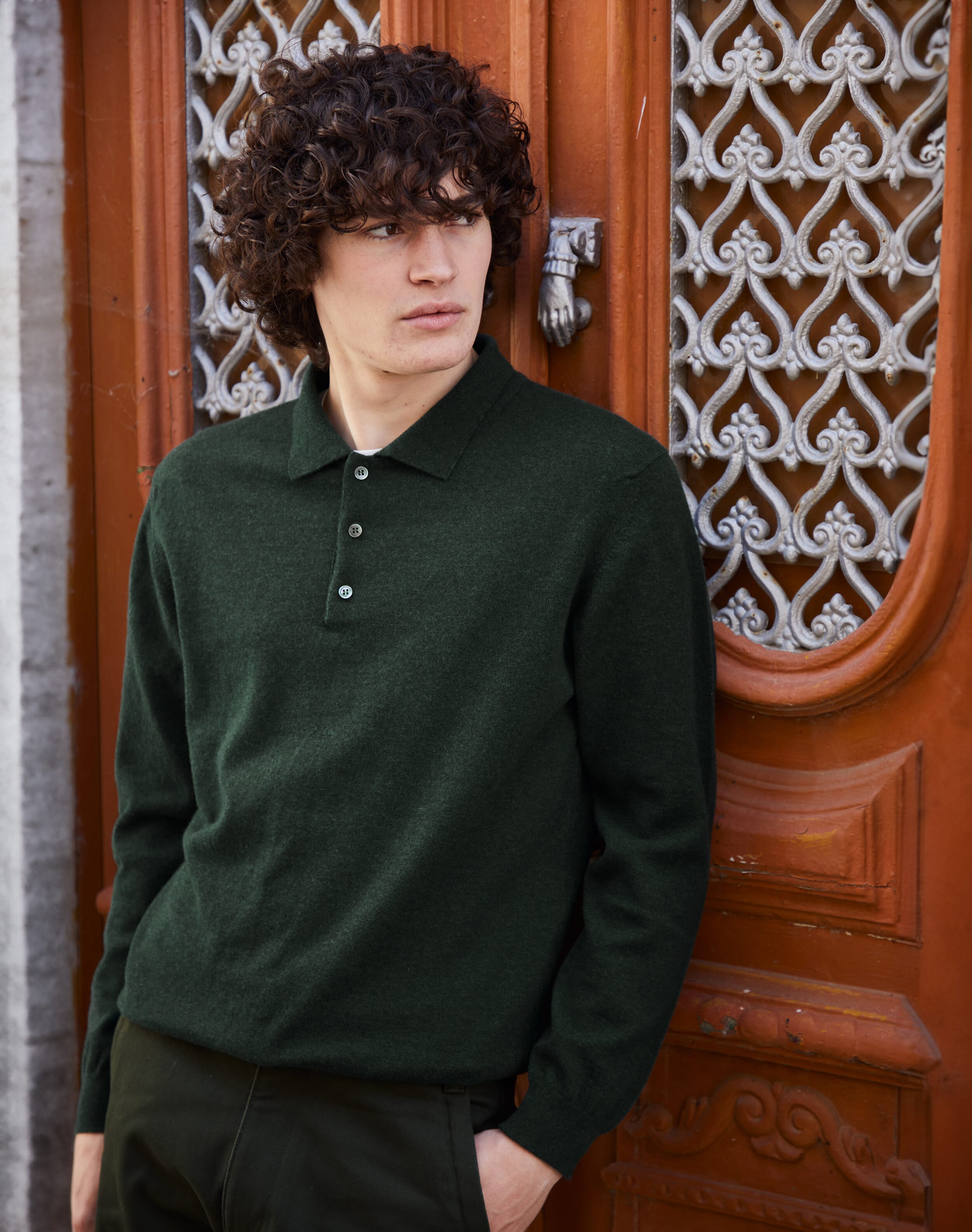 Brora Cashmere Polo Shirt Forest