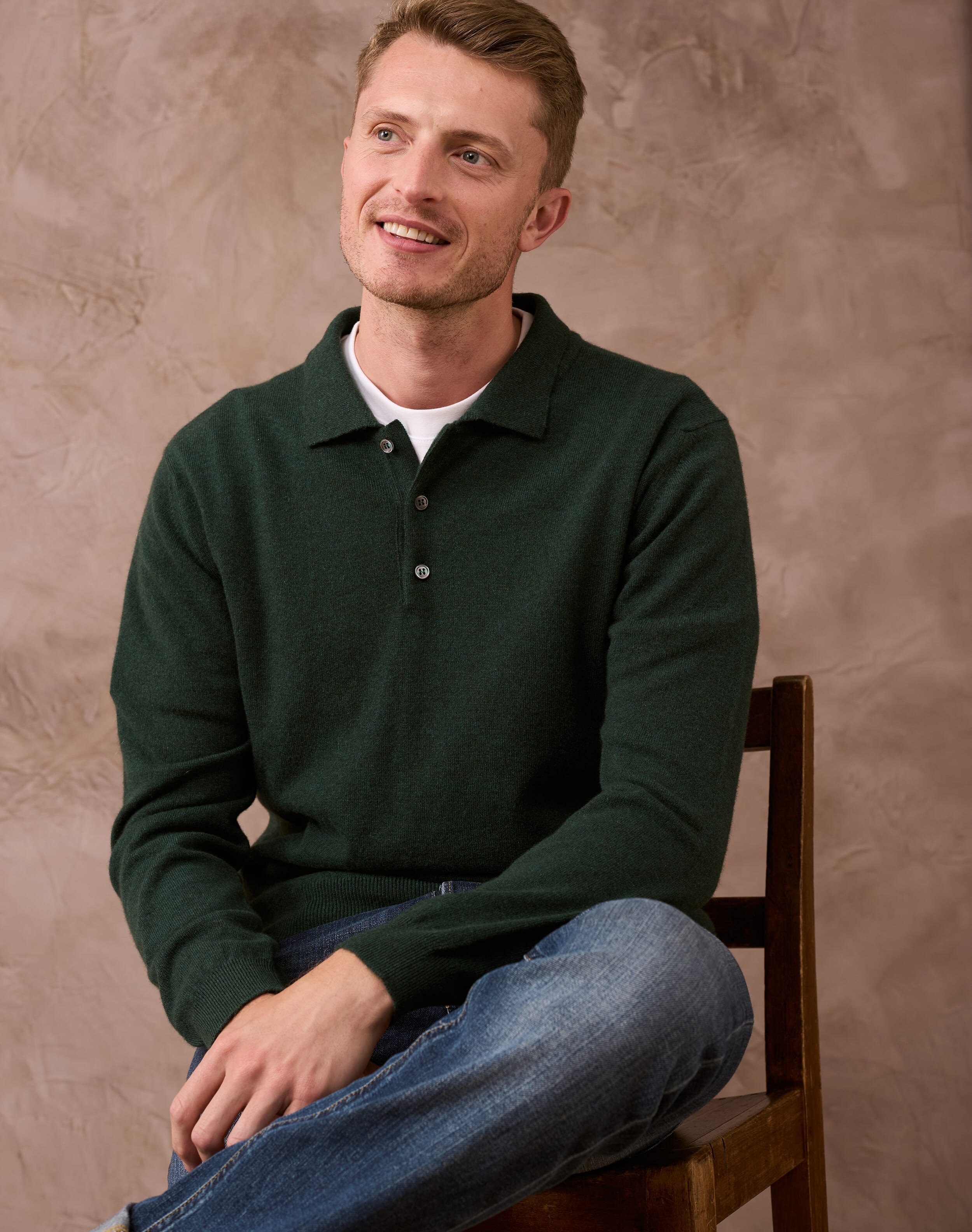 Brora Cashmere Polo Shirt Forest for Men  - Size: M