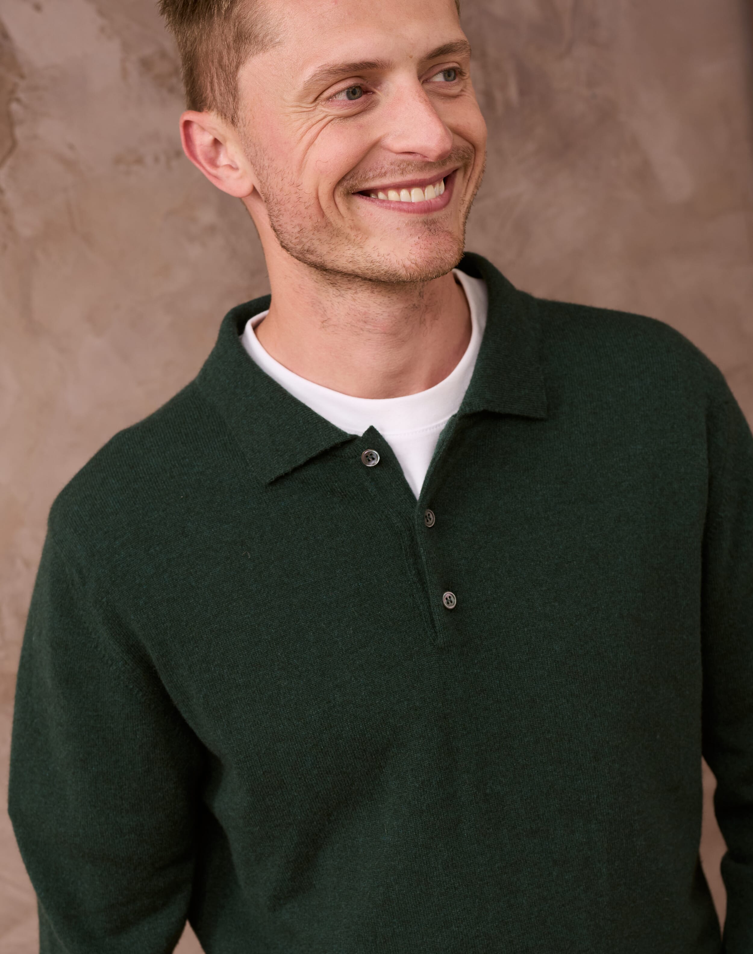 Cashmere Polo Shirt in Forest | Men's Shirts | Brora Sale