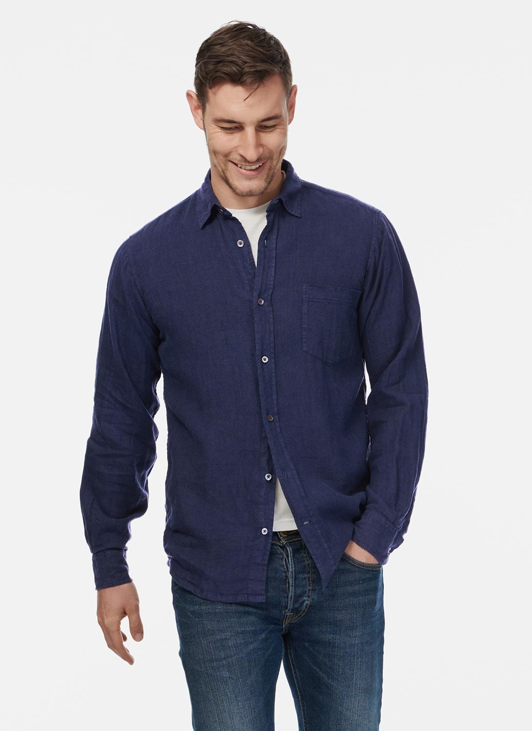 French Navy Linen Shirt | Men's Sale Shirts | Brora