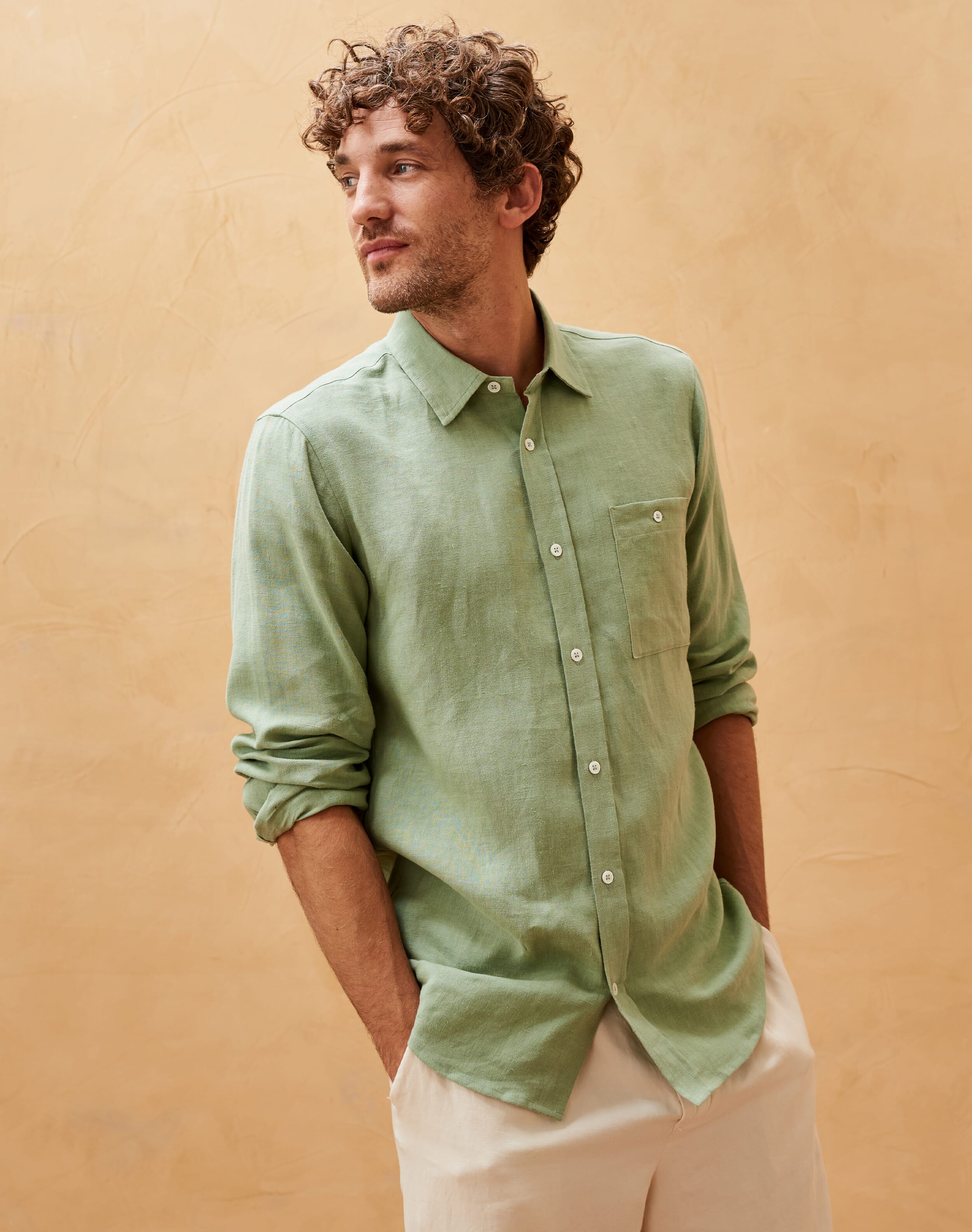 Sage Linen Shirt | Men's Linen Shirts | Brora Online