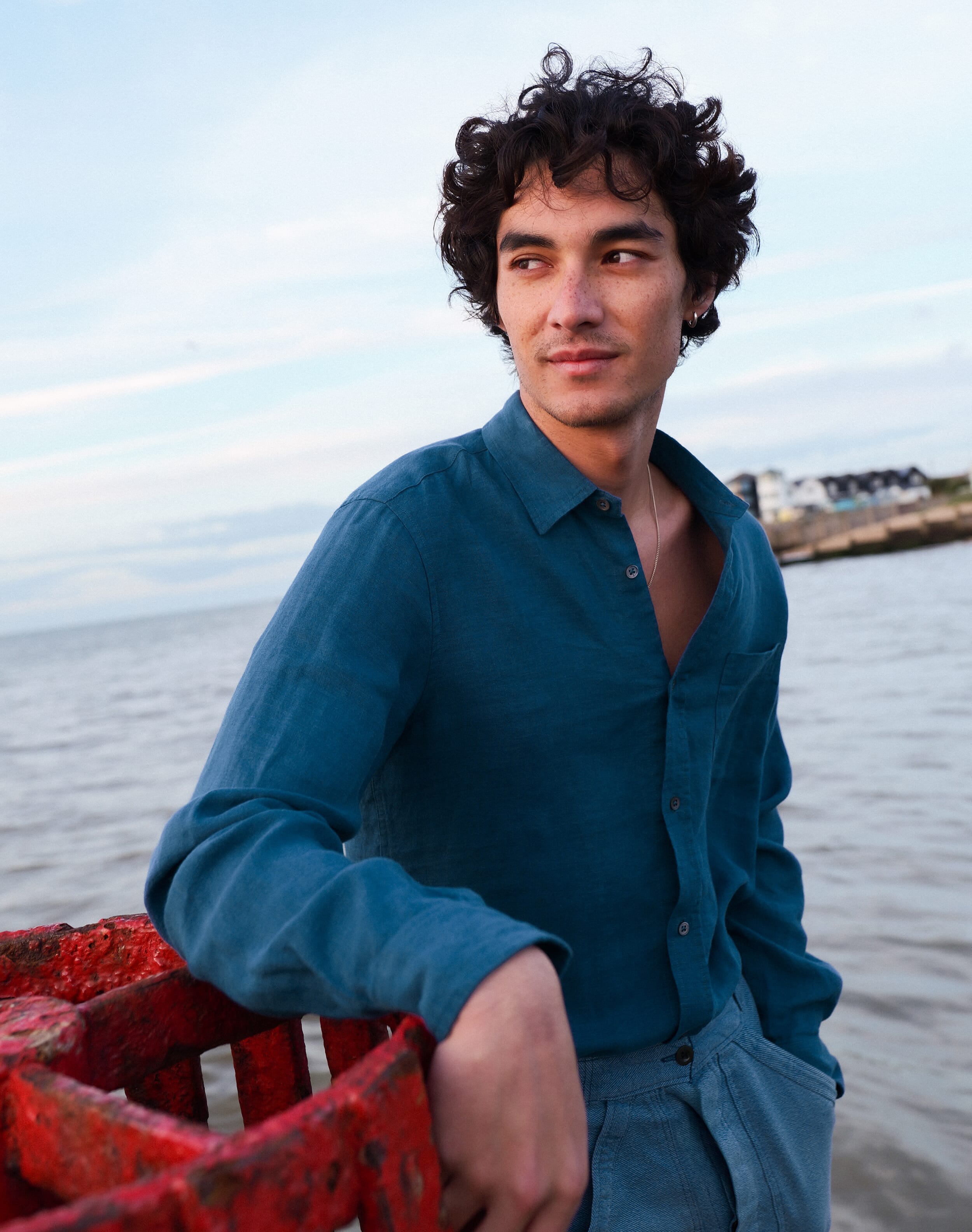 Brora Laundered Linen Shirt Indigo