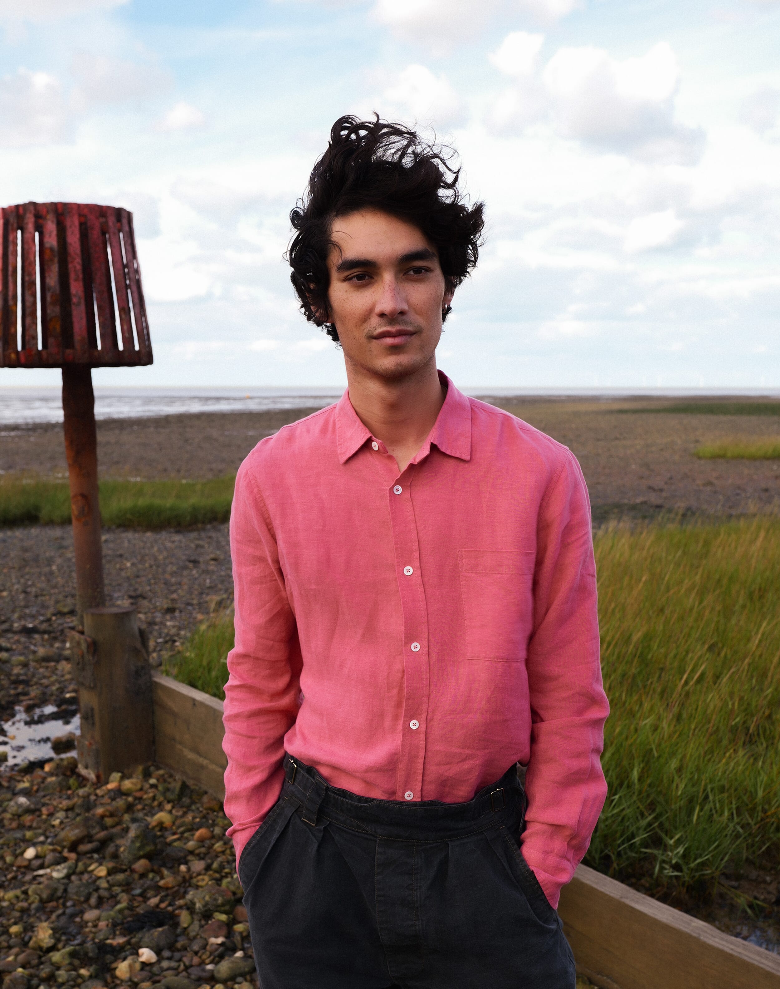 Brora Laundered Linen Shirt Rhubarb  - Size: S