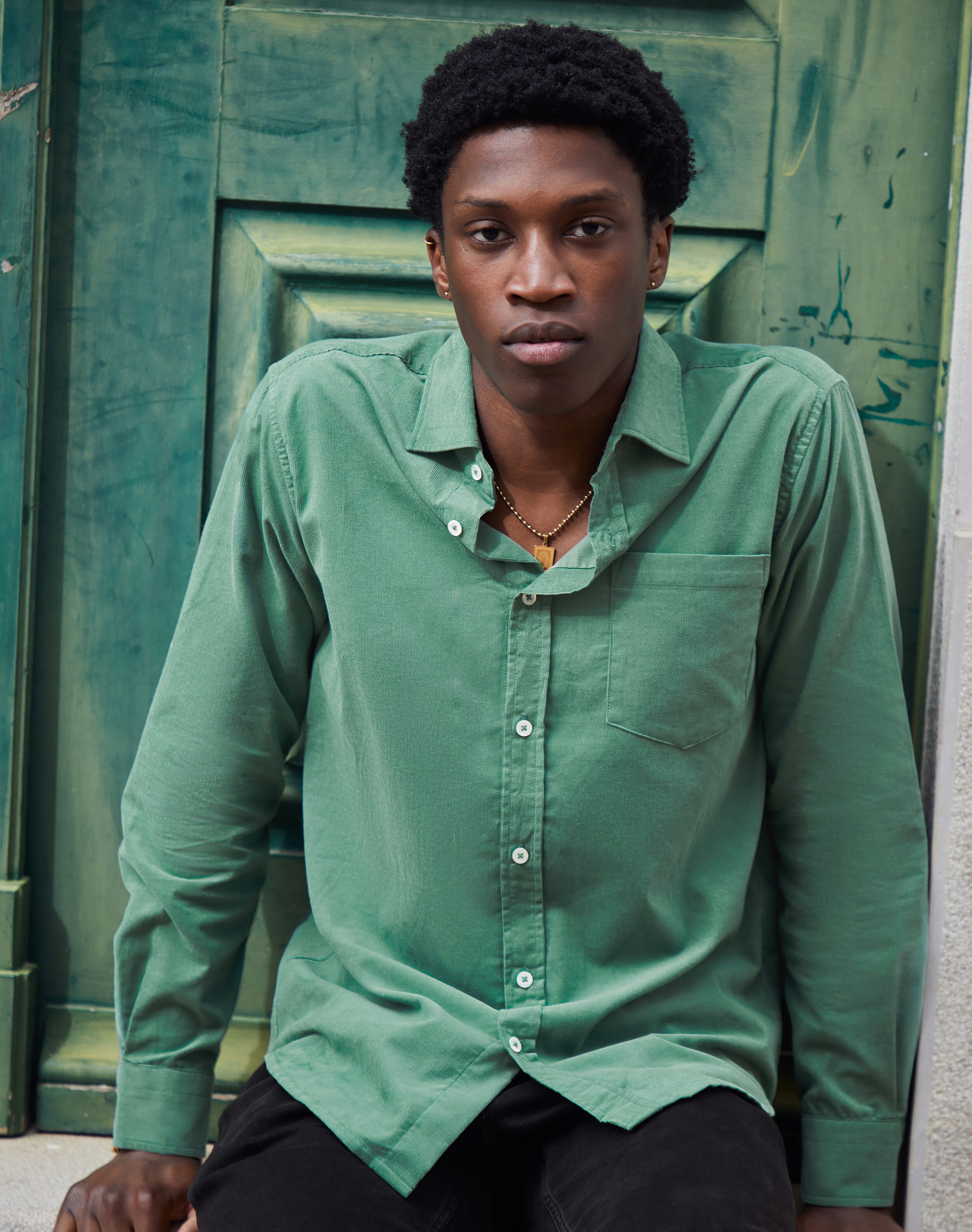 Brora Needlecord Shirt Sage