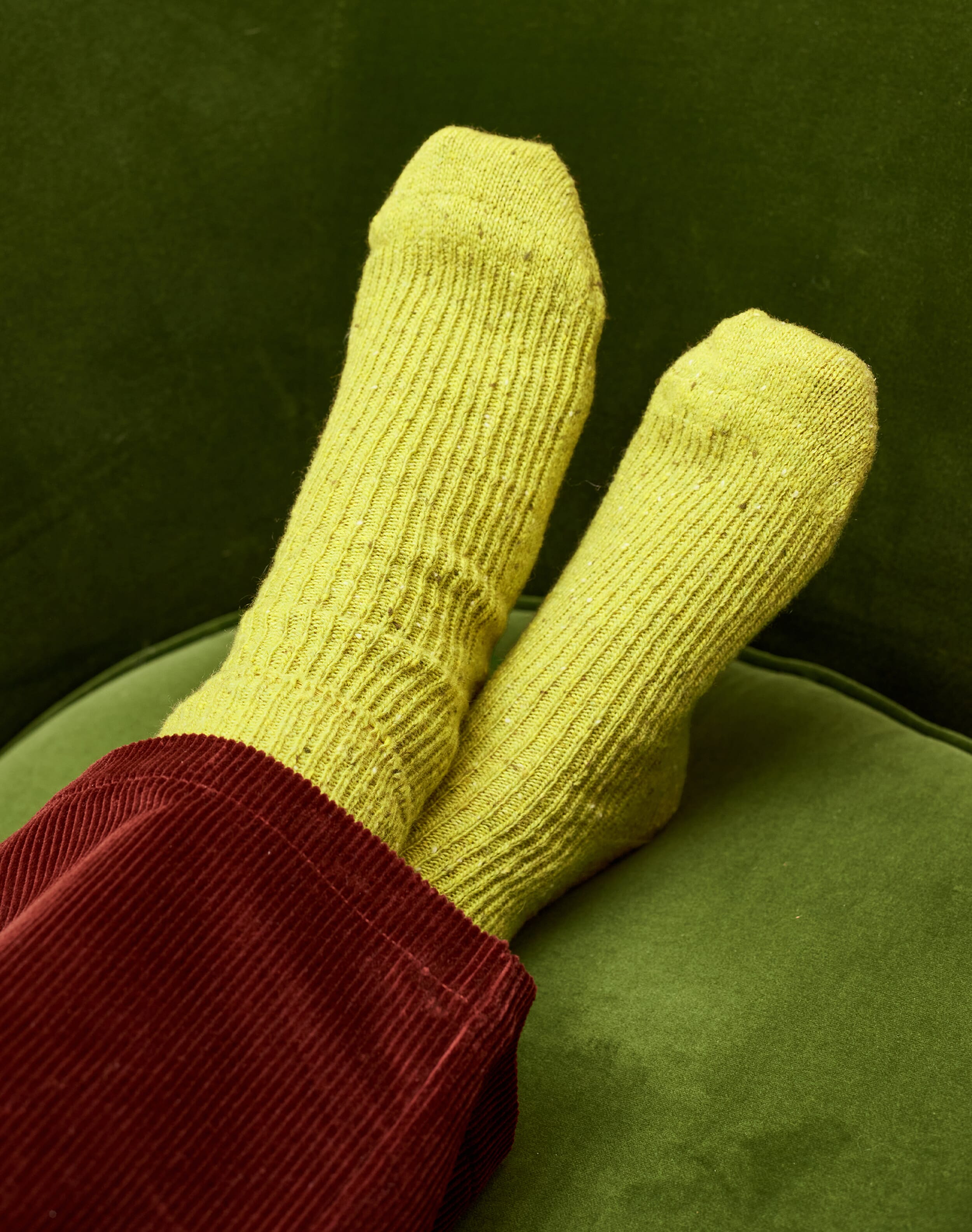 Women's Cashmere Donegal Socks Chartreuse