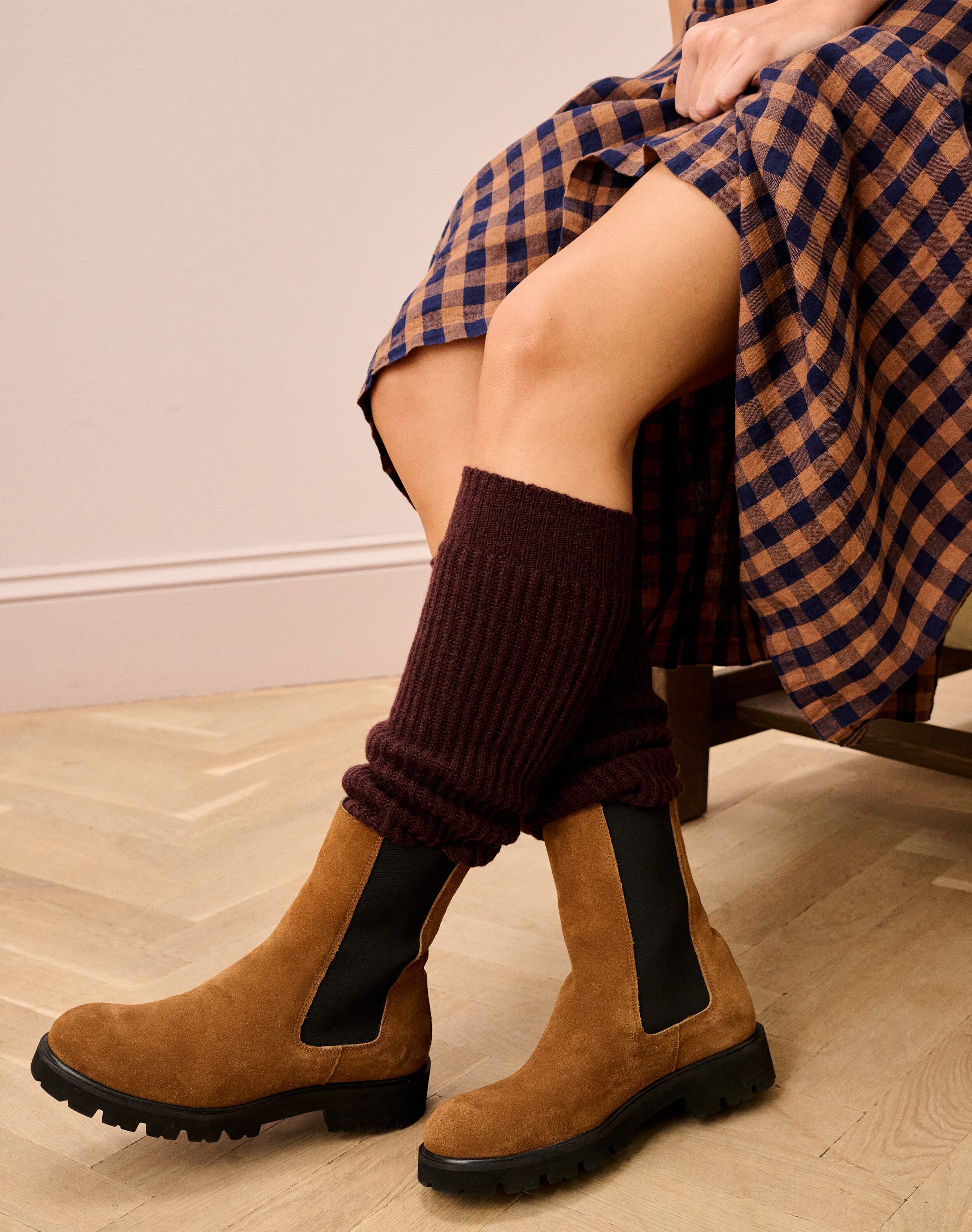 Brora Cashmere Ribbed Legwarmers Malt