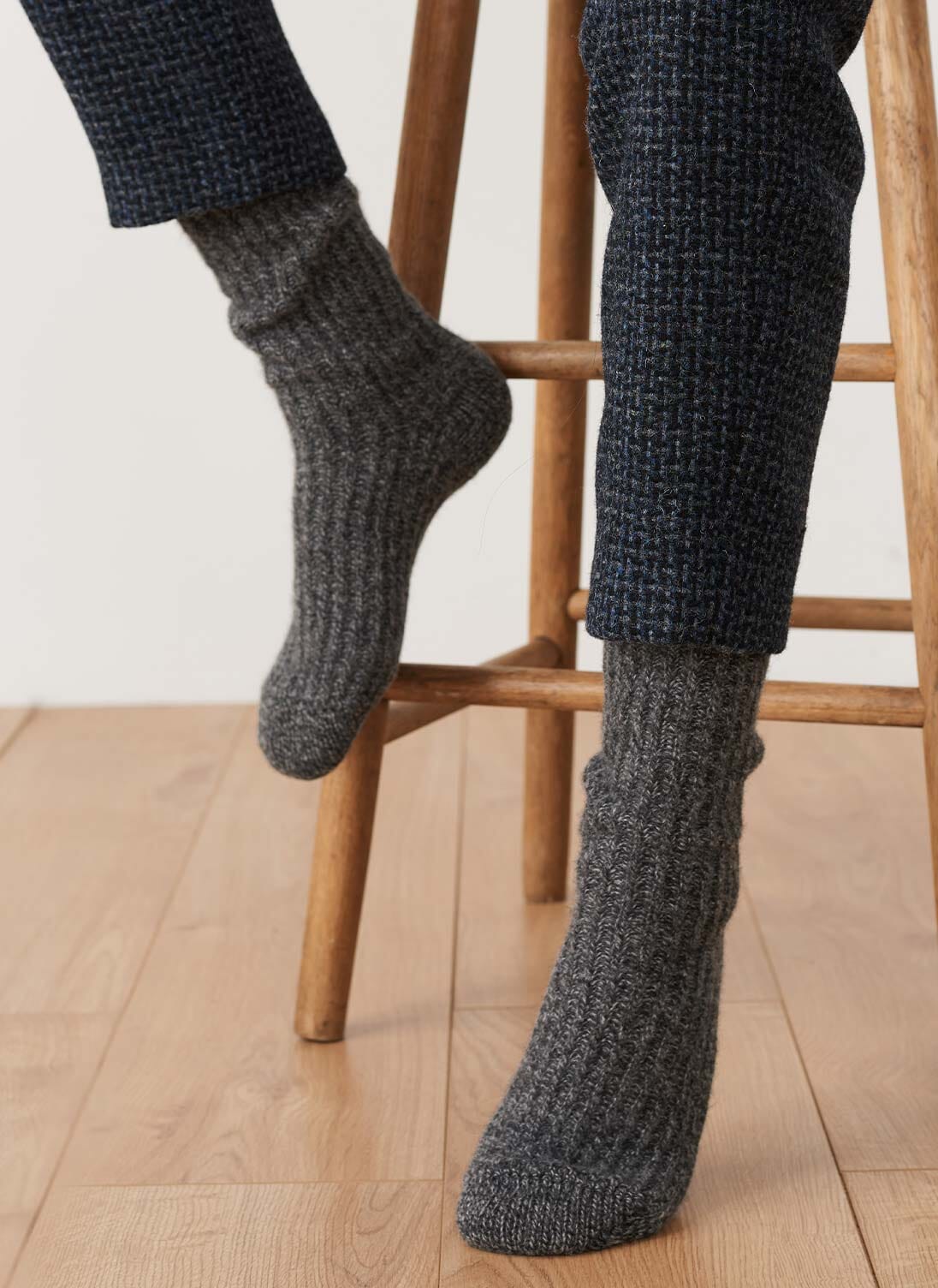 Women's Wool & Cashmere Marl Socks Steel