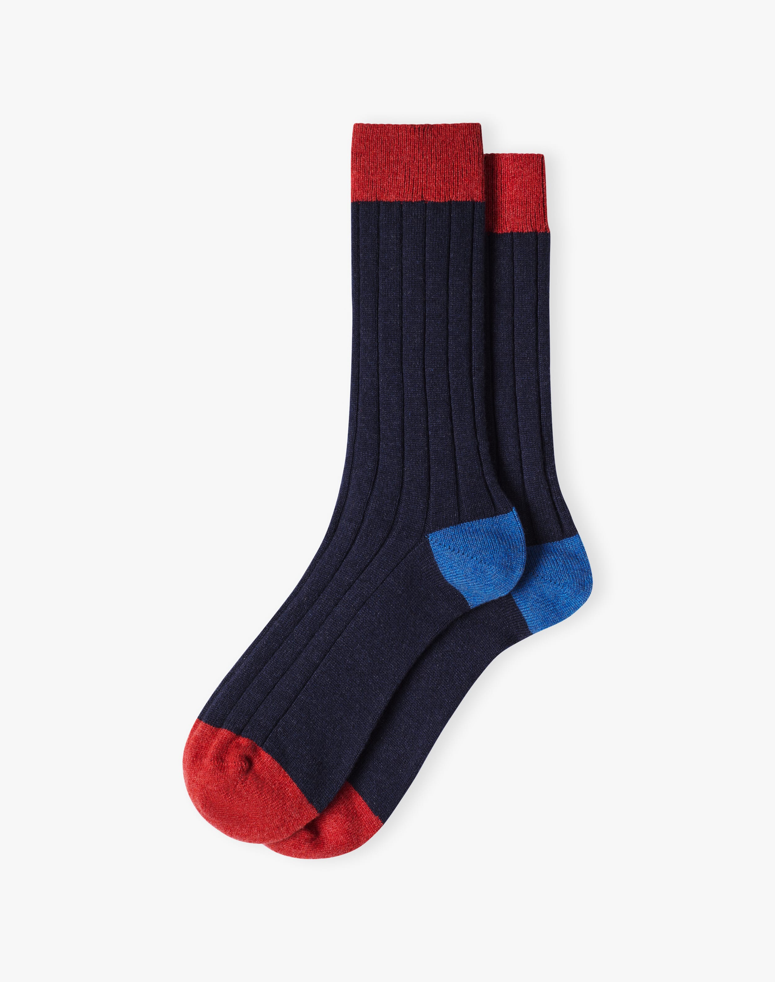 Men's Cashmere Patch Socks in French Navy Accessories Brora Fashion