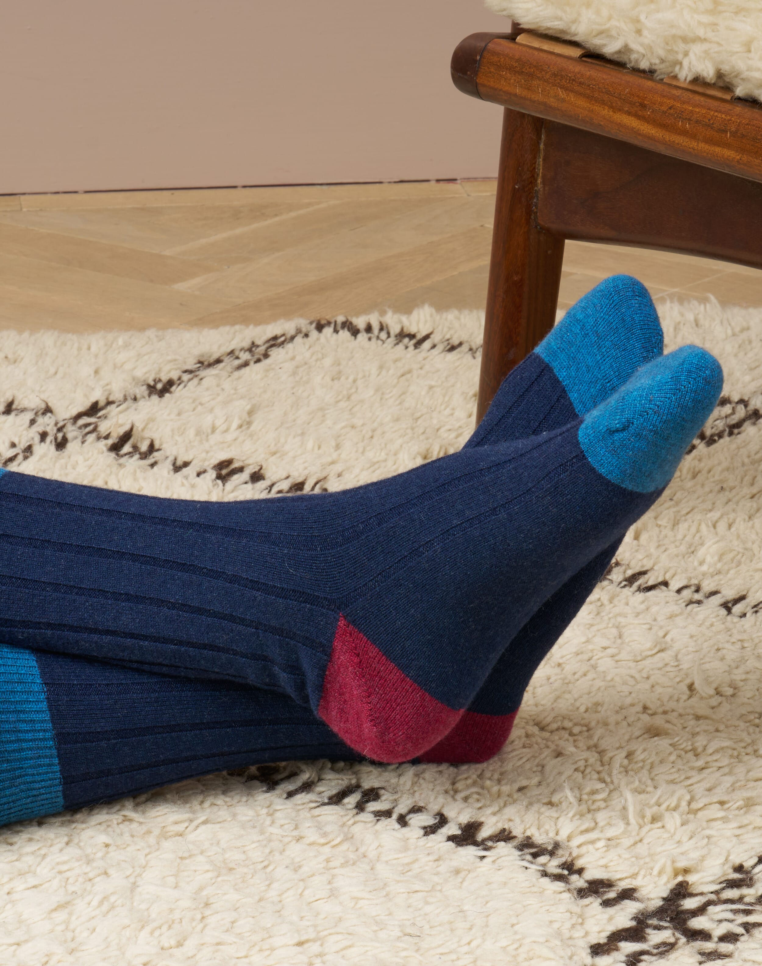 Brora Men's Cashmere Patch Socks French