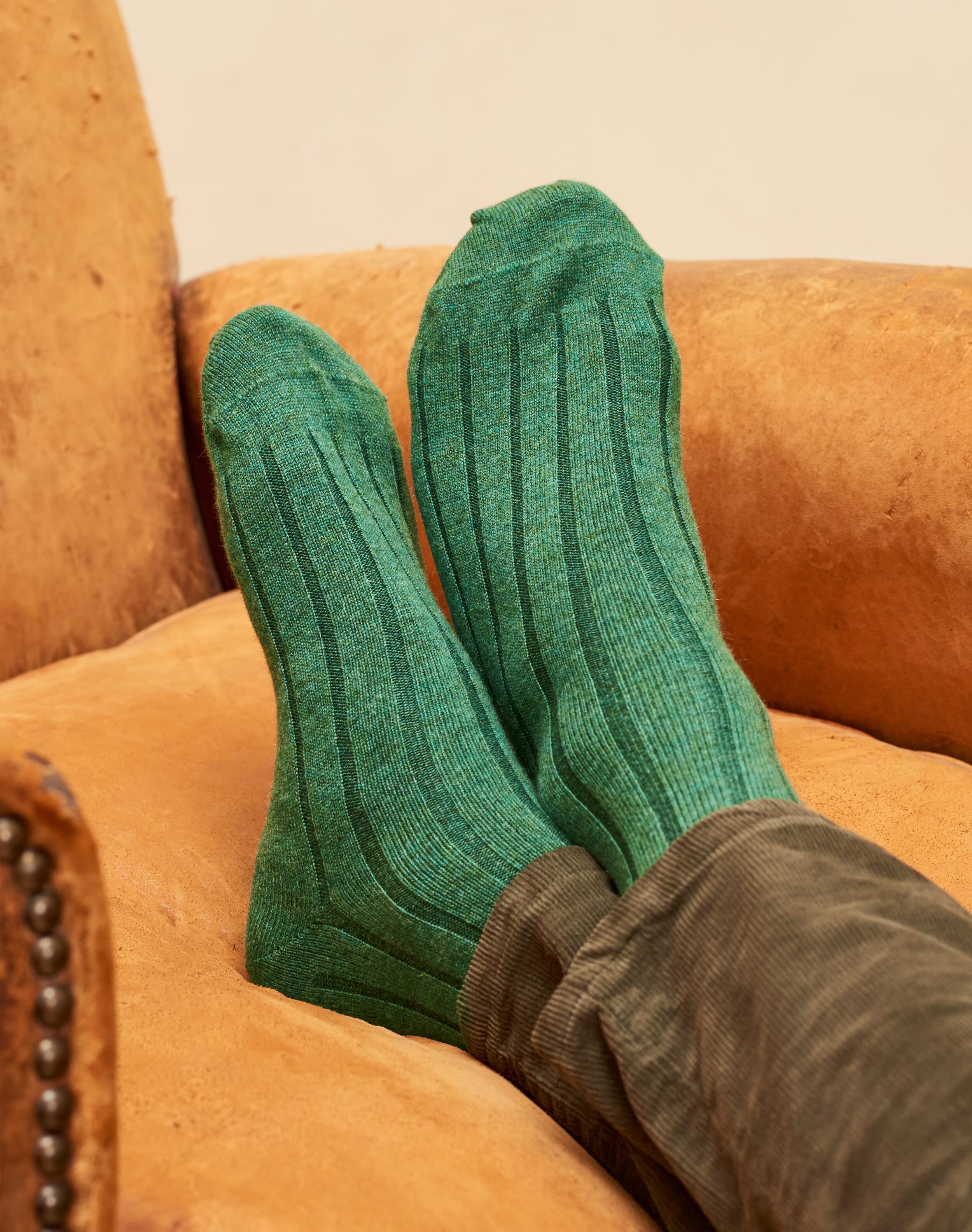 Men's Cashmere Long Socks Leaf green