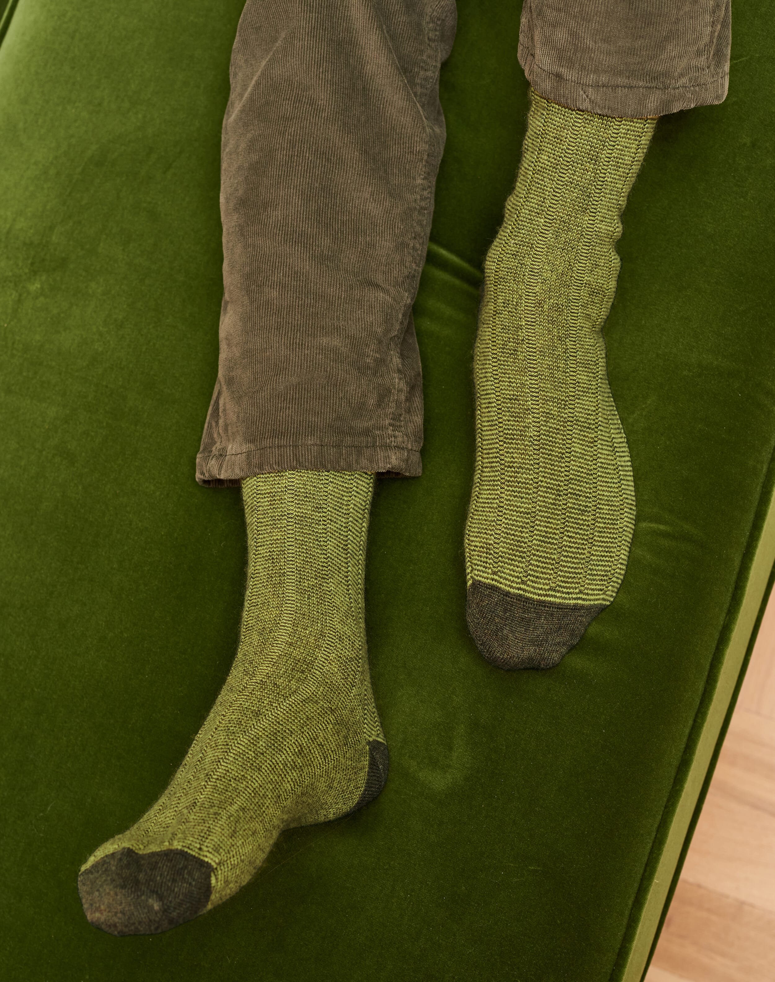 Men's Cashmere Stripy Socks Sorrel & chartreuse