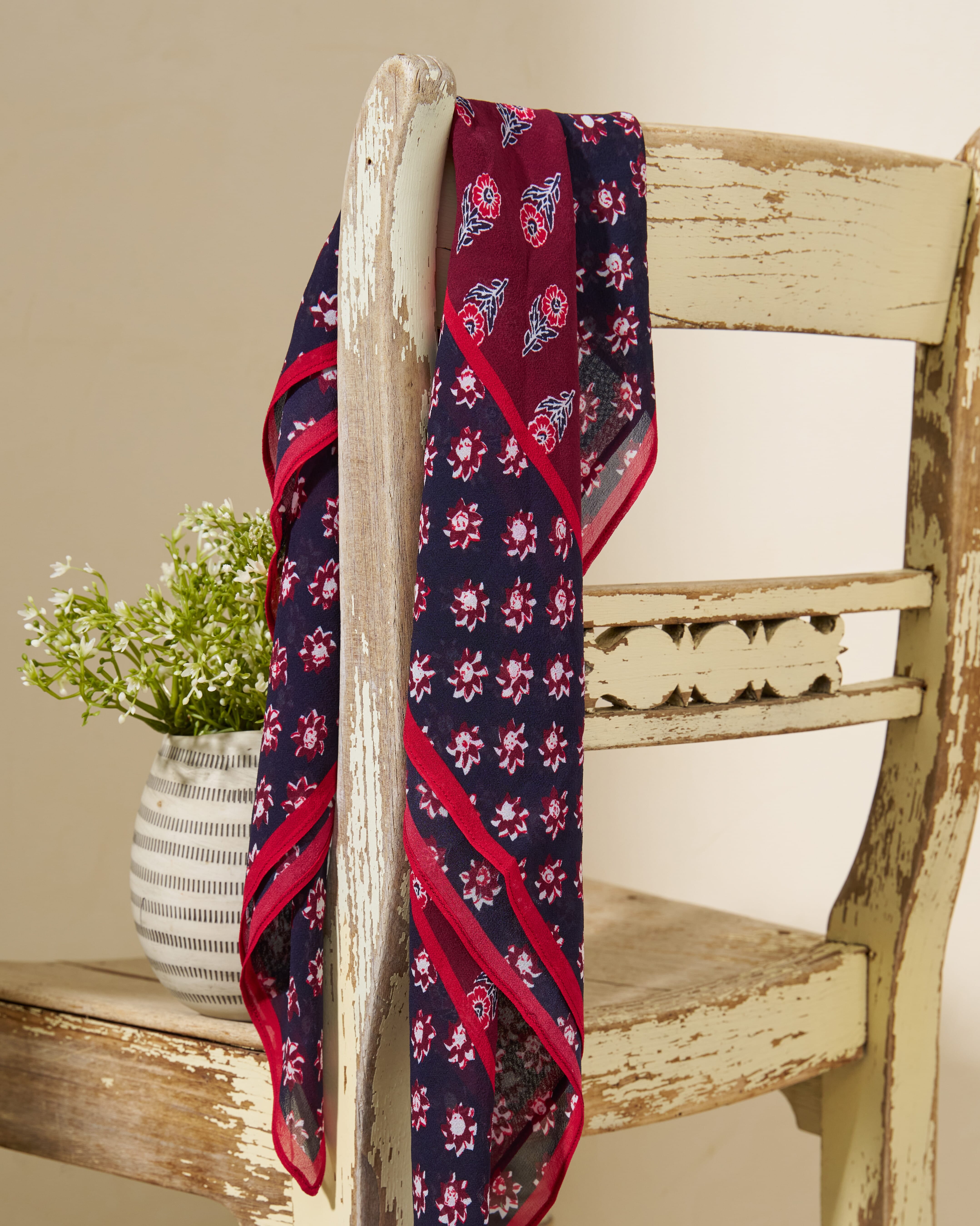 Brora Silk Patchwork Square cherry