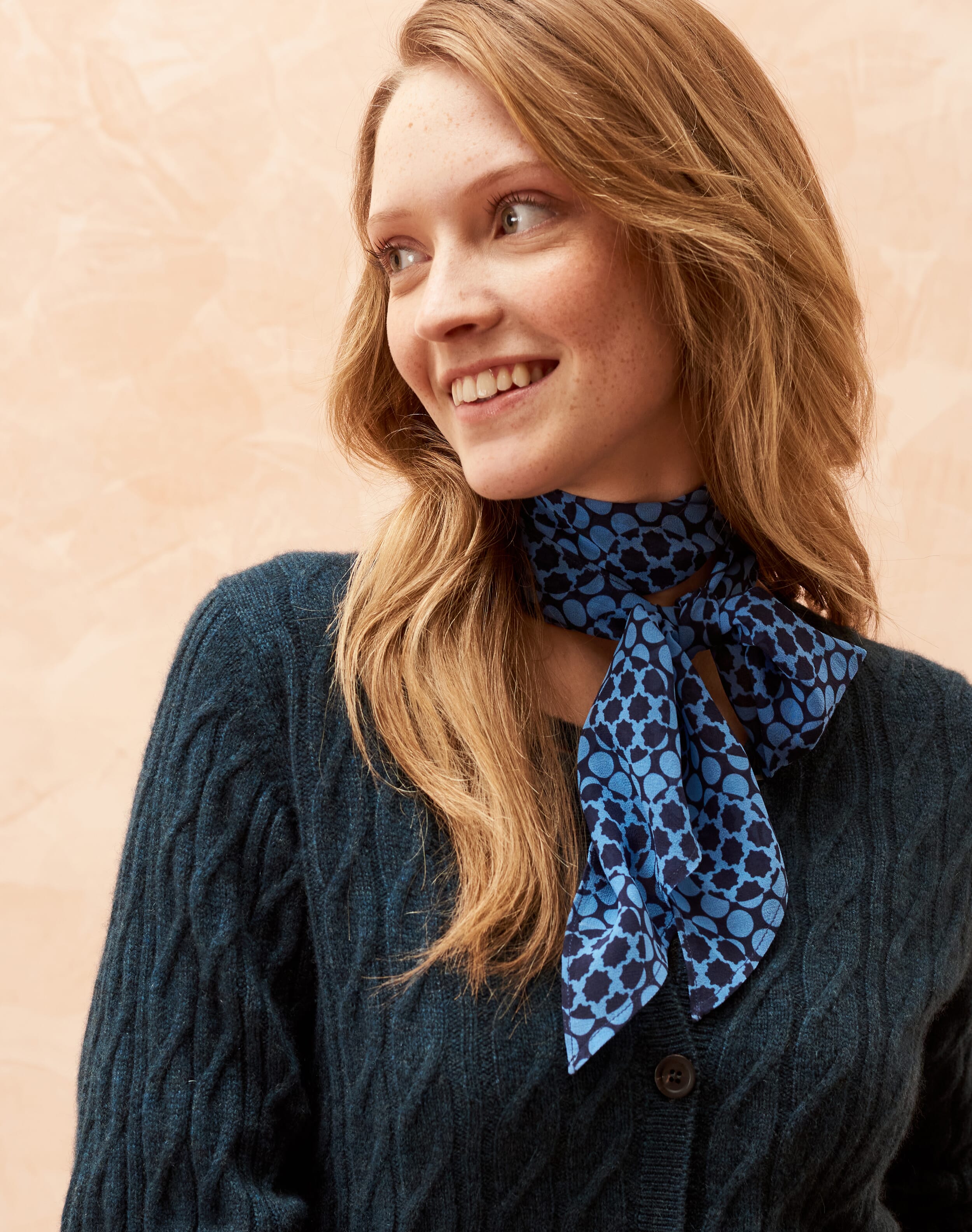 Silk Neck Tie in Lapis | Scarves | Brora