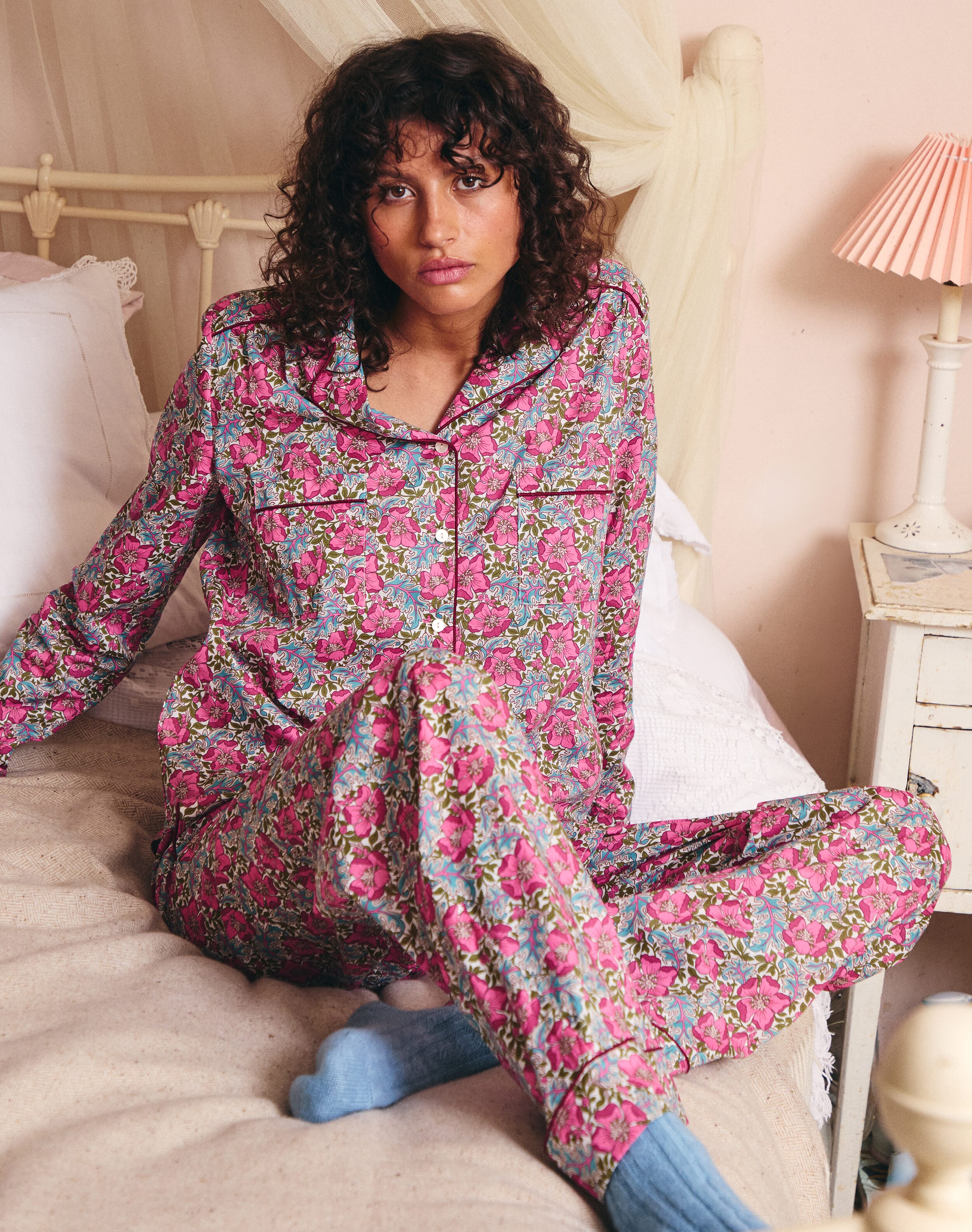 Brora Silk Patchwork Print Skirt & mulberry