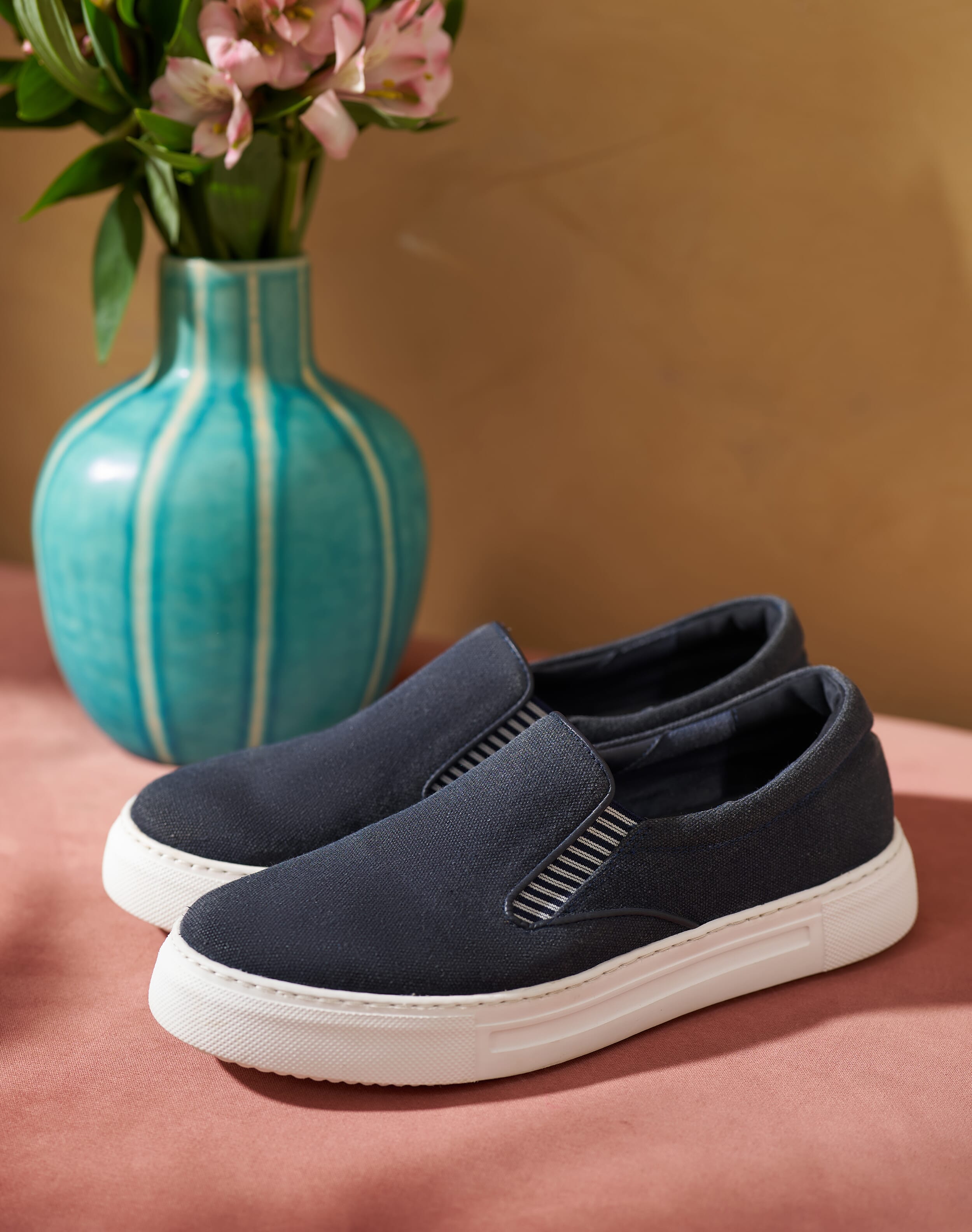 Canvas Slip On Boat Shoes Steel