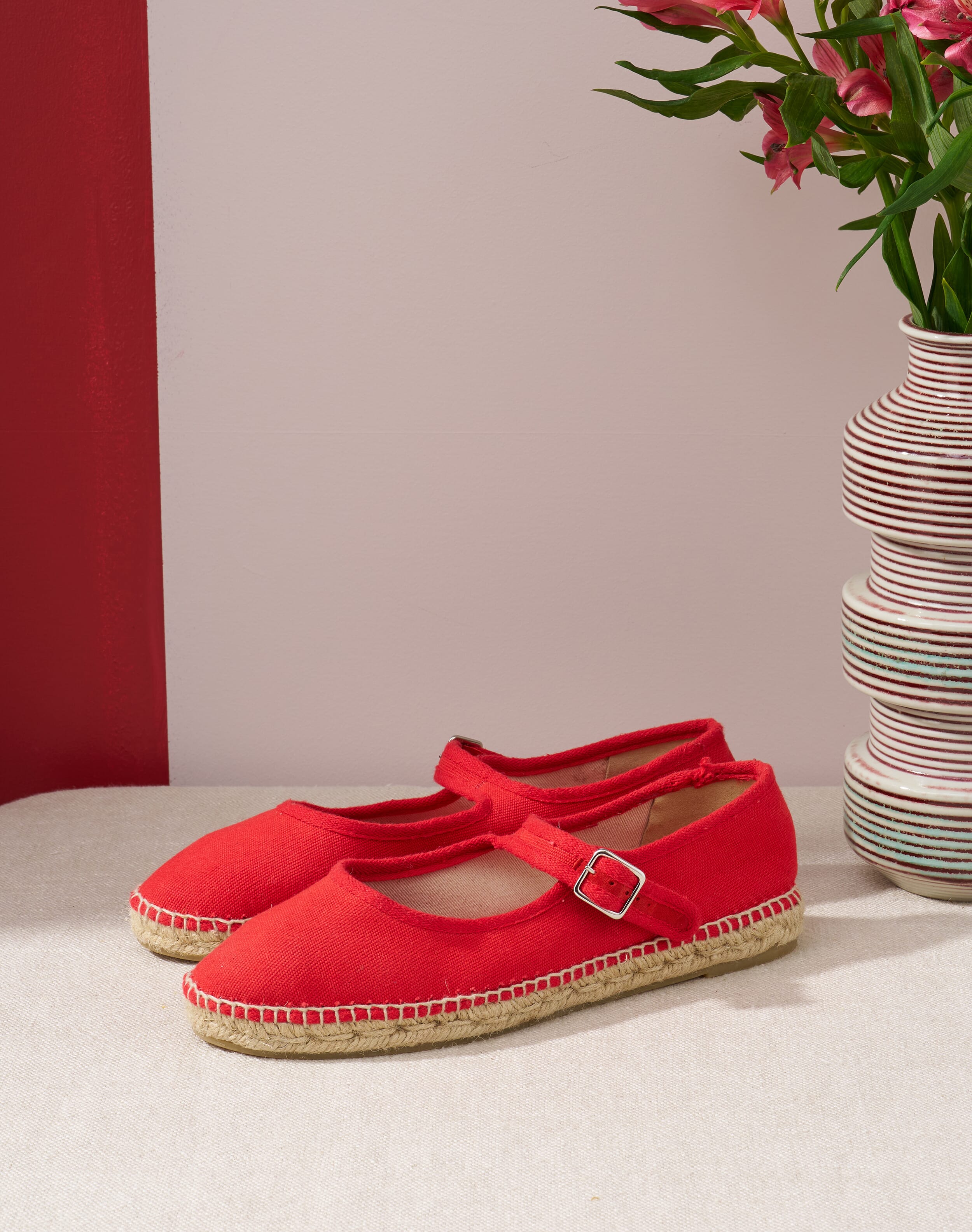 Brora Cotton Canvas Mary Janes Cherry
