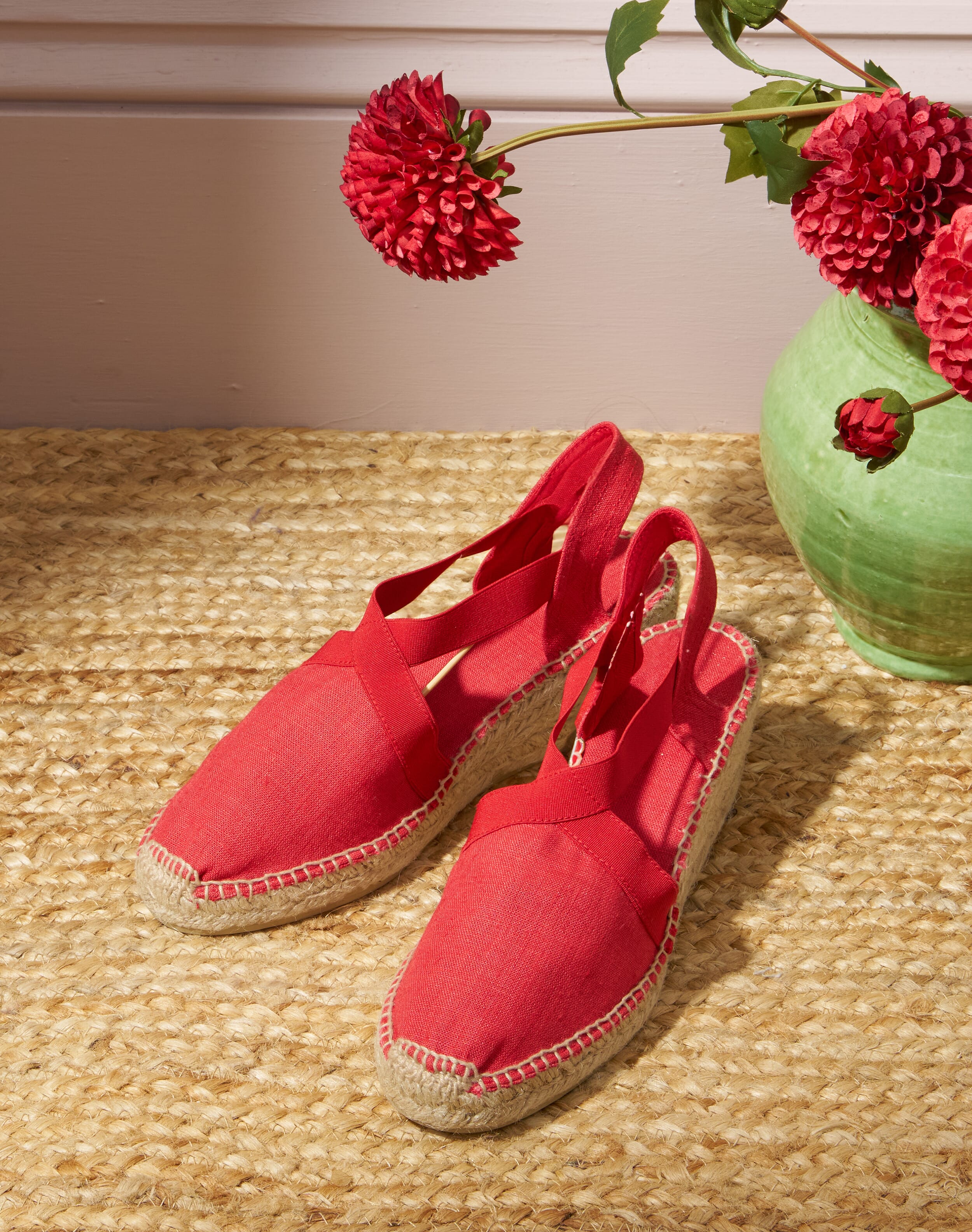 Brora Linen Wedge Espadrilles Poppy  - Size: 37