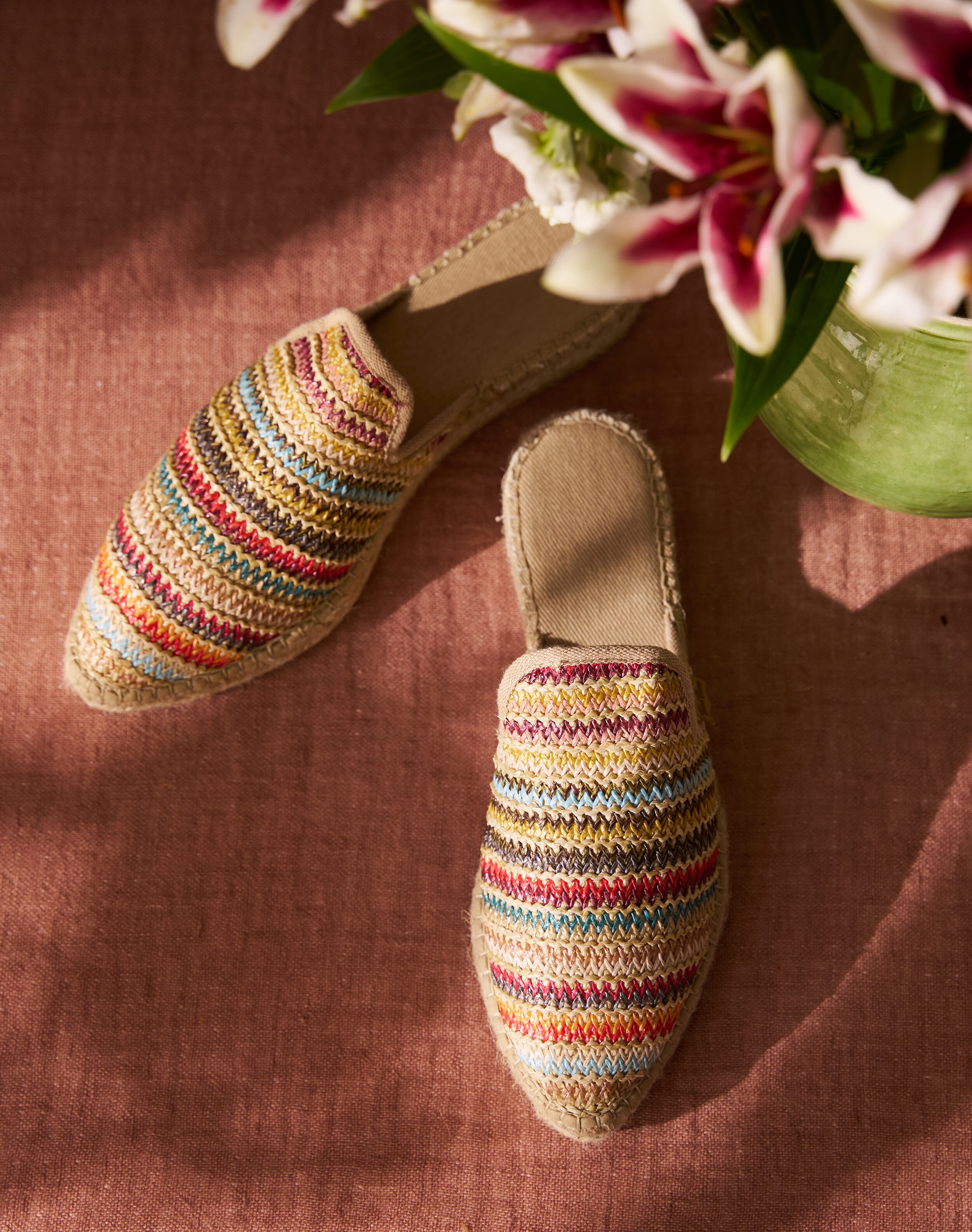 Brora Raffia Stripe Mules Rainbow  - Size: 41