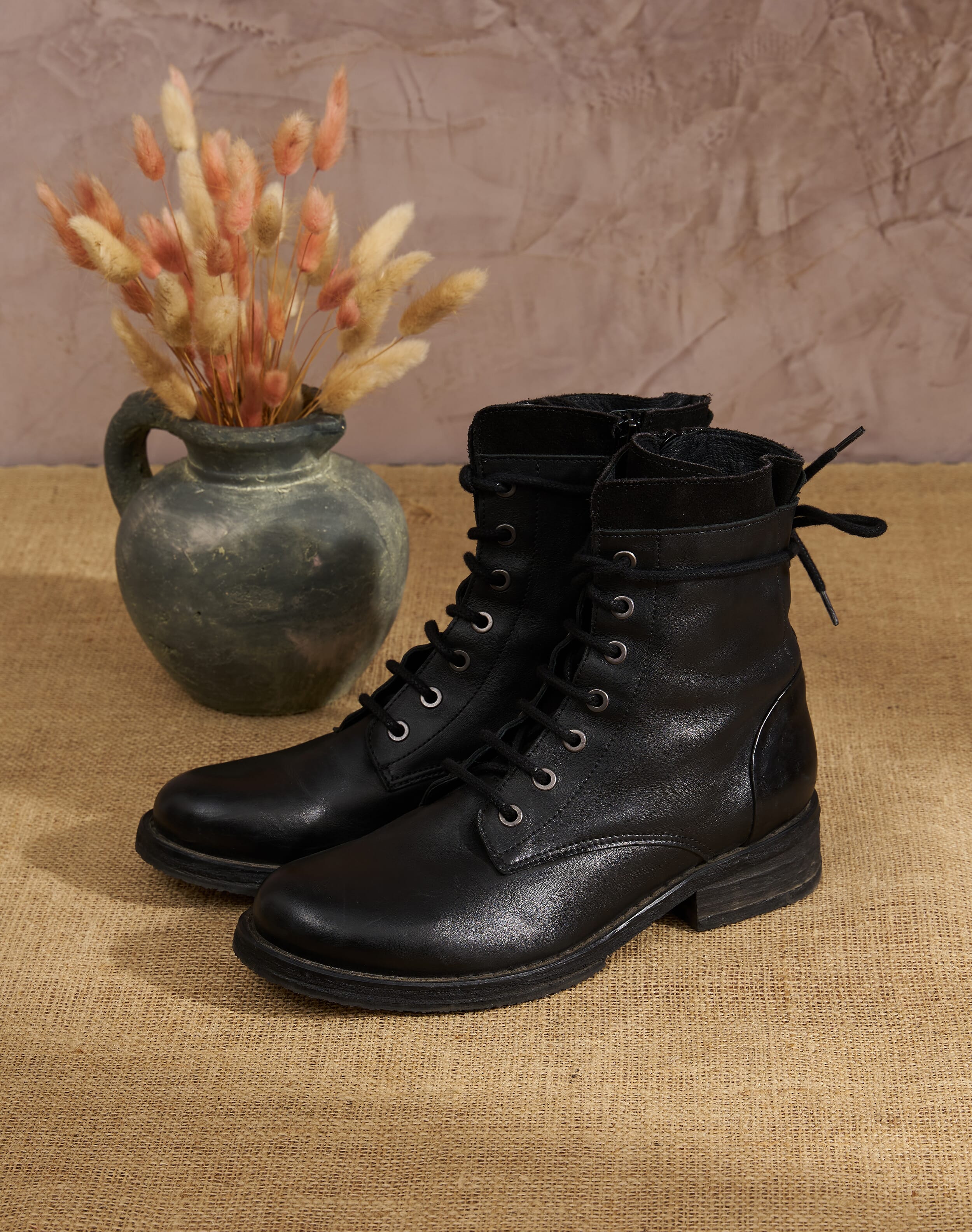 Leather Lace Up Boots