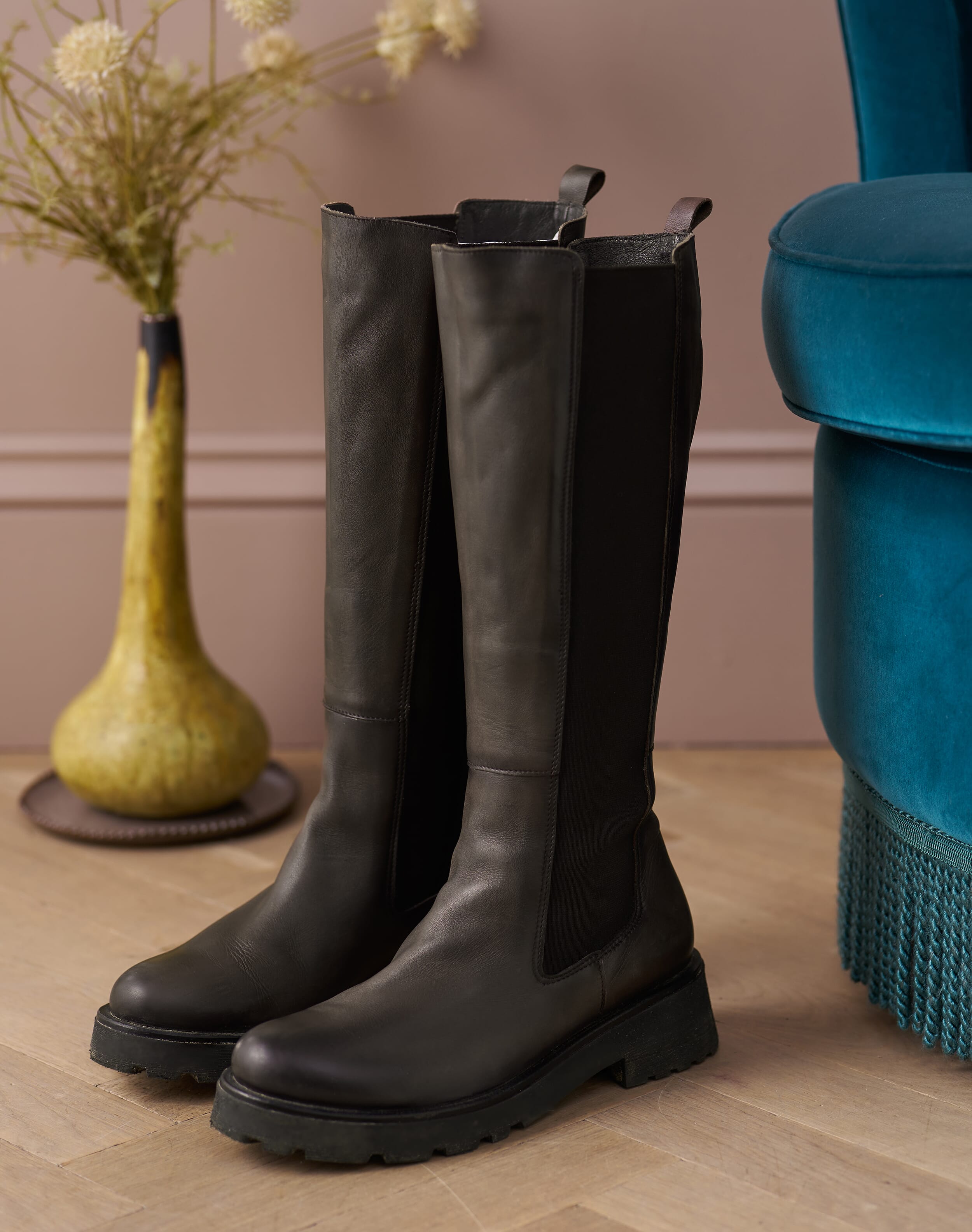 Brora Leather Knee High Boots Bitter chocolate