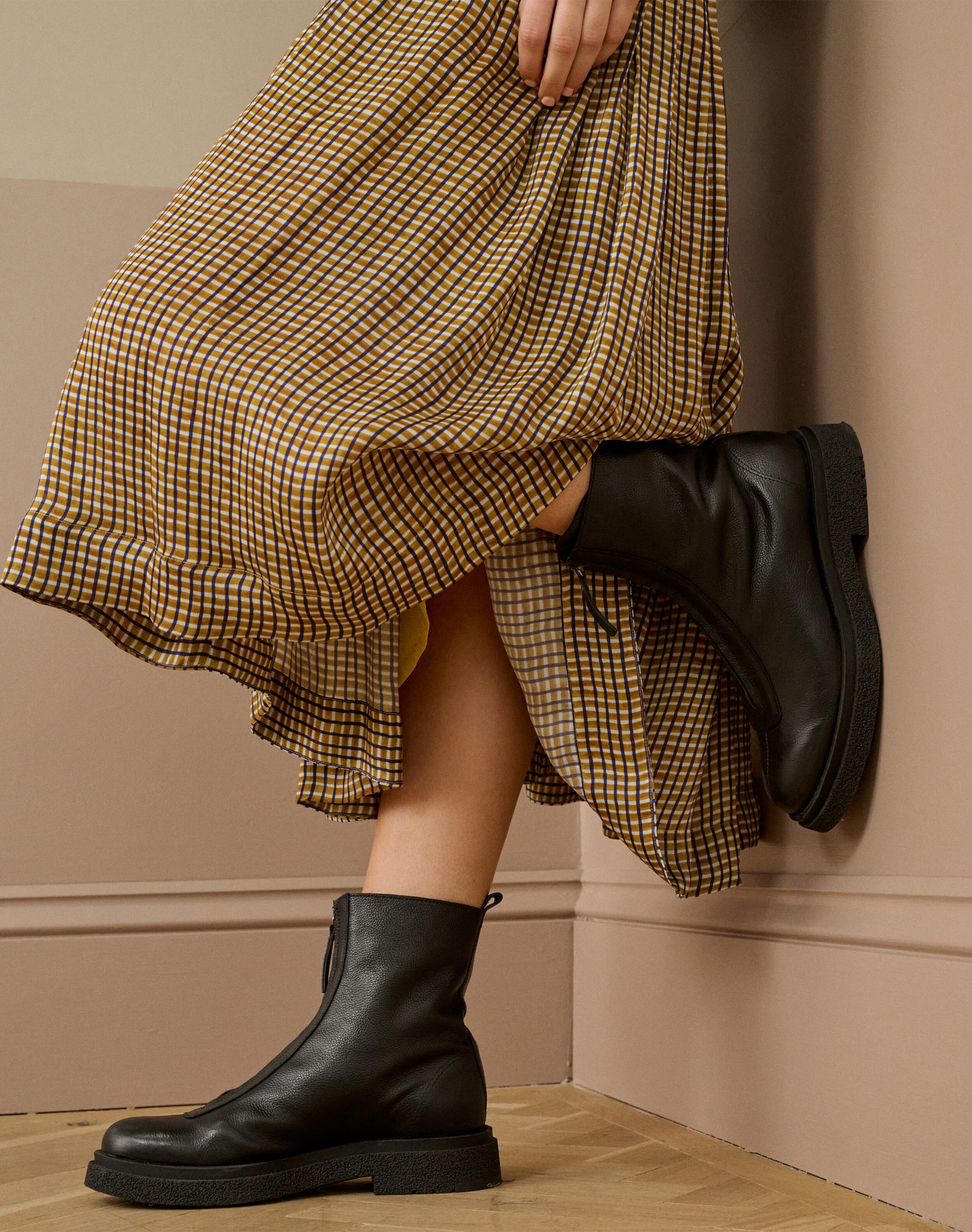 Leather Zip Up Front Boots | Shoes | Brora Clearance