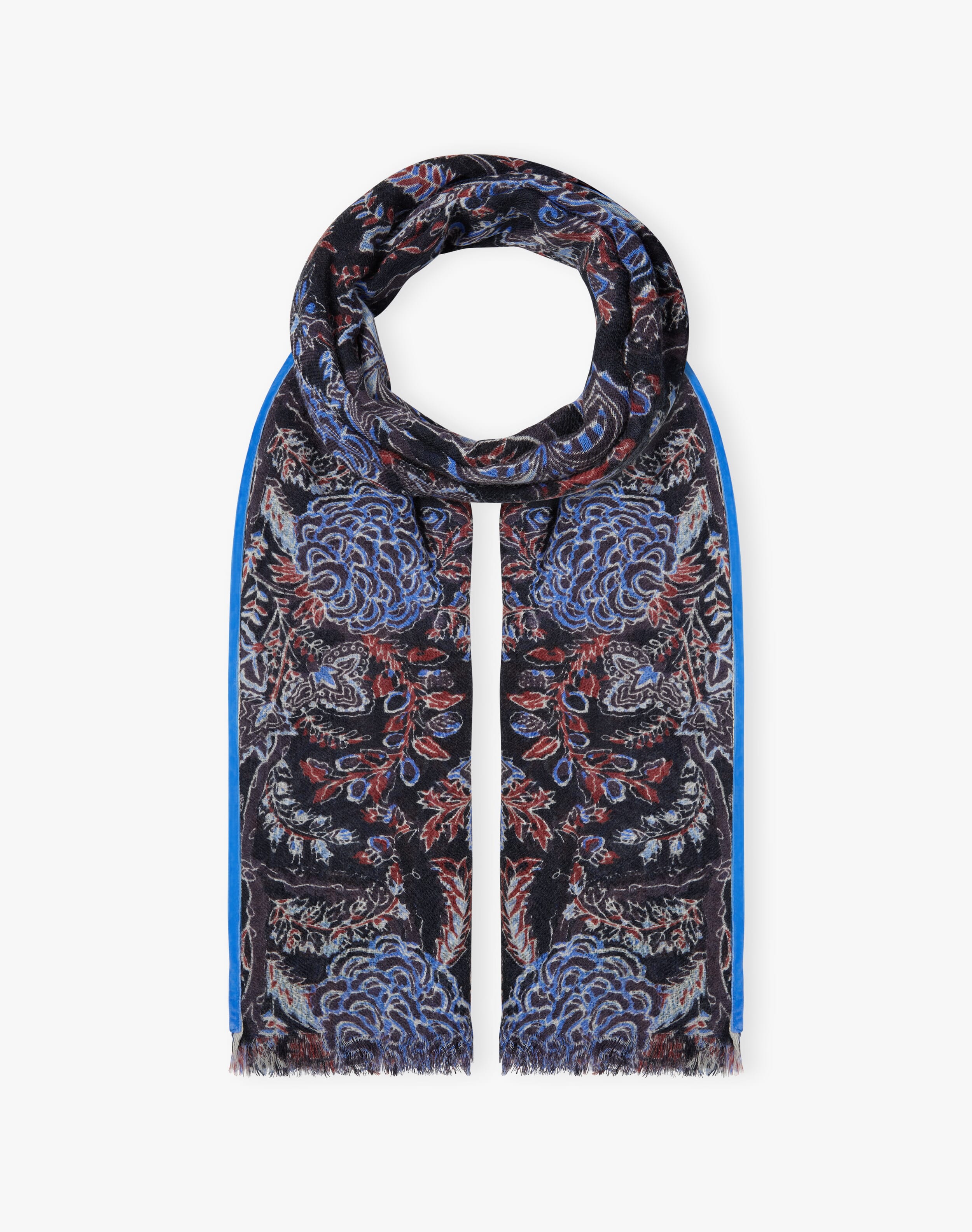 Wool Botanical Stole in China Blue Accessories Brora Fashion