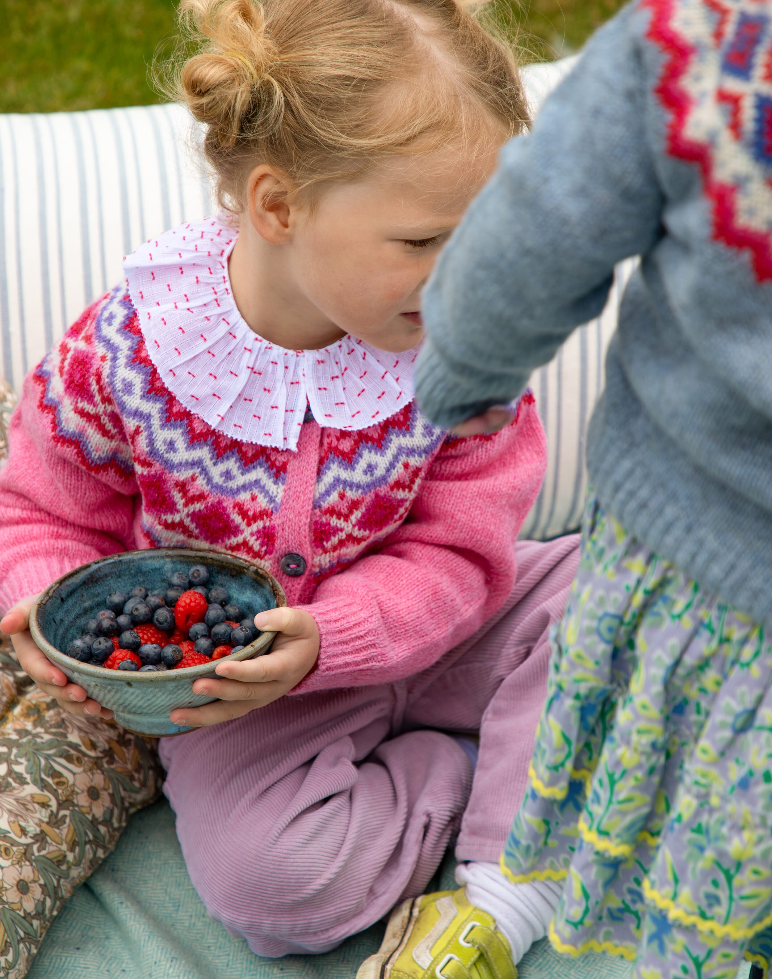 Pink Wool Fair Isle Yoke Cardigan | Childrenswear | Brora