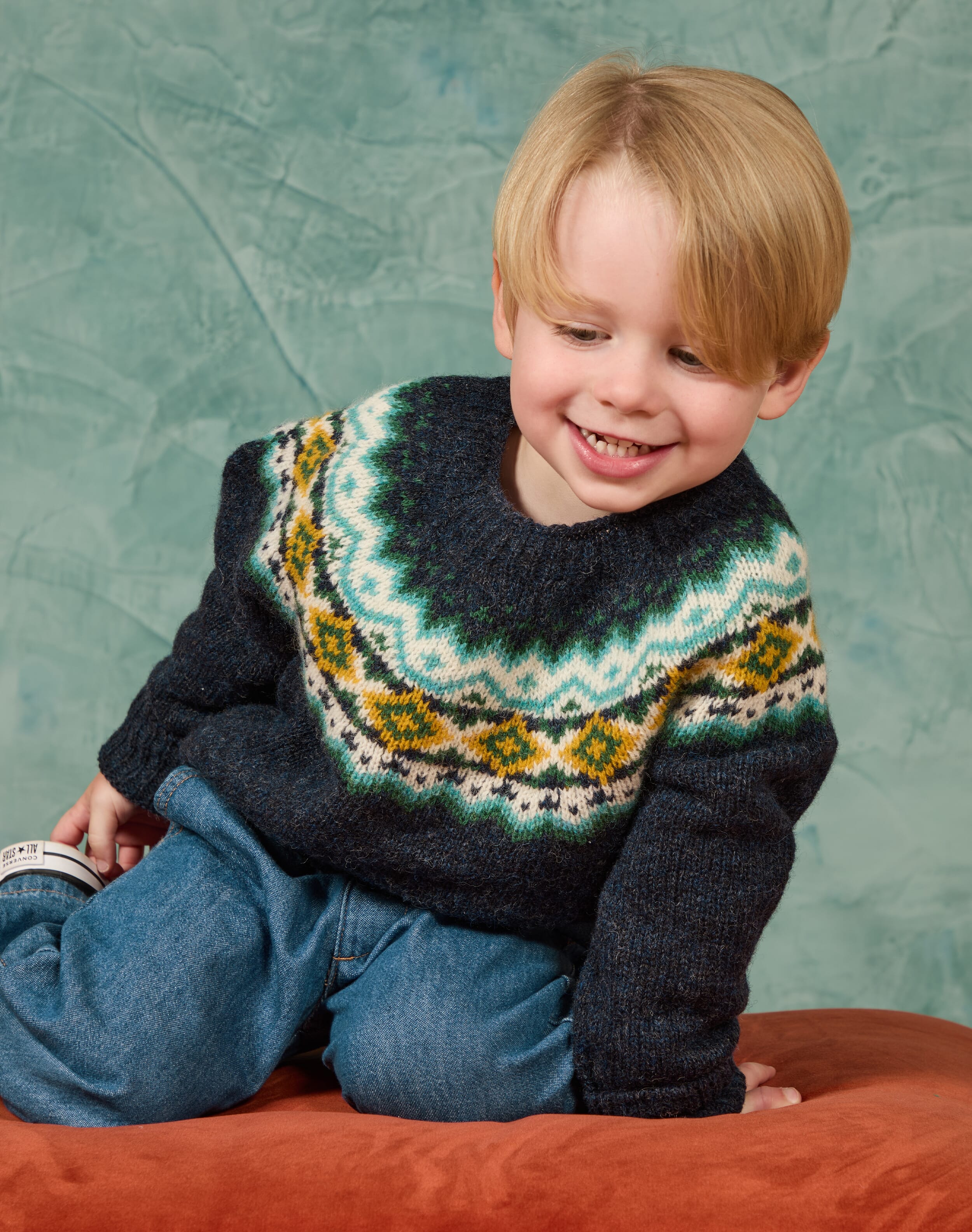 Brora Wool Fair Isle Yoke Jumper 