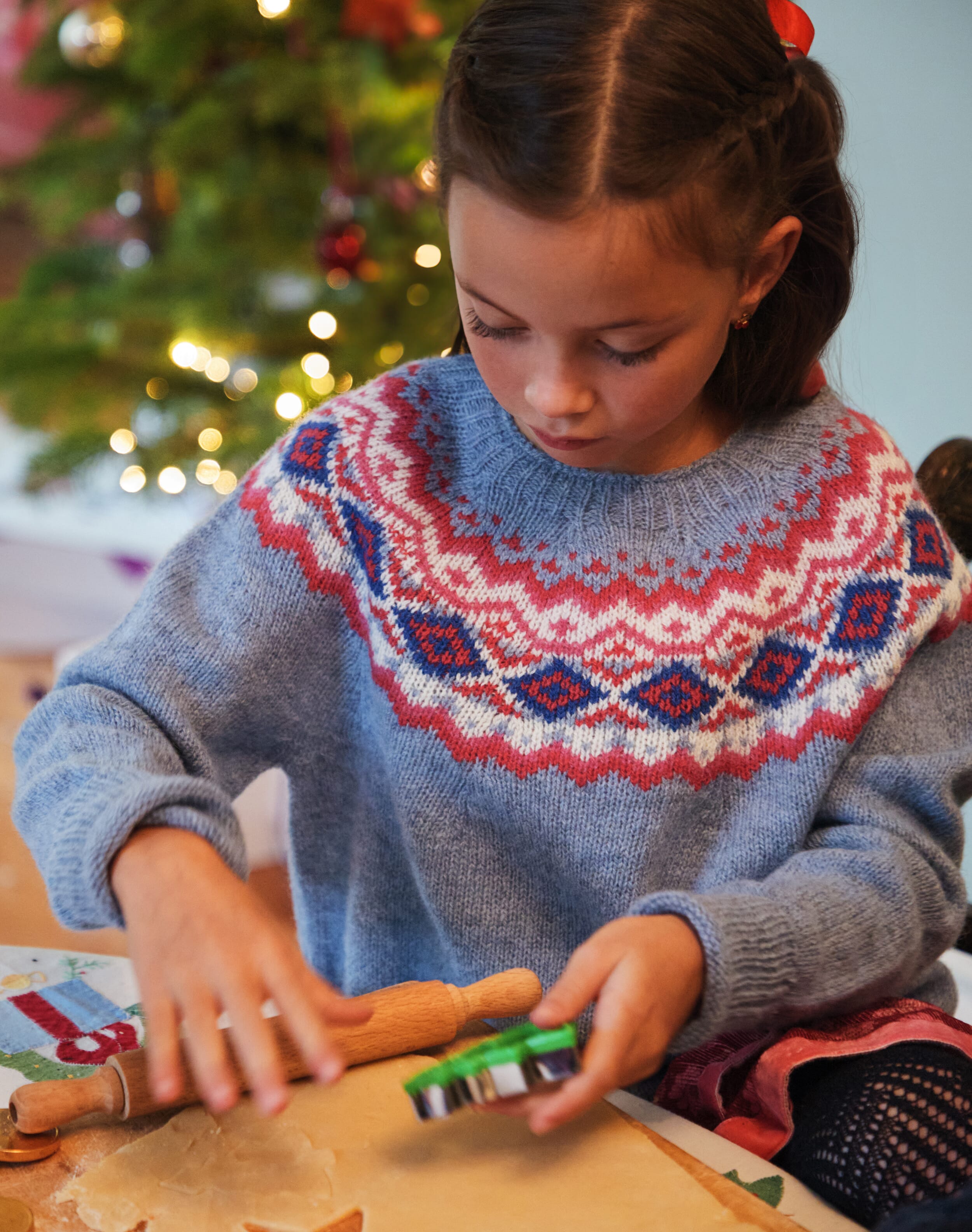 Brora Wool Fair Isle Yoke Jumper Glacier 