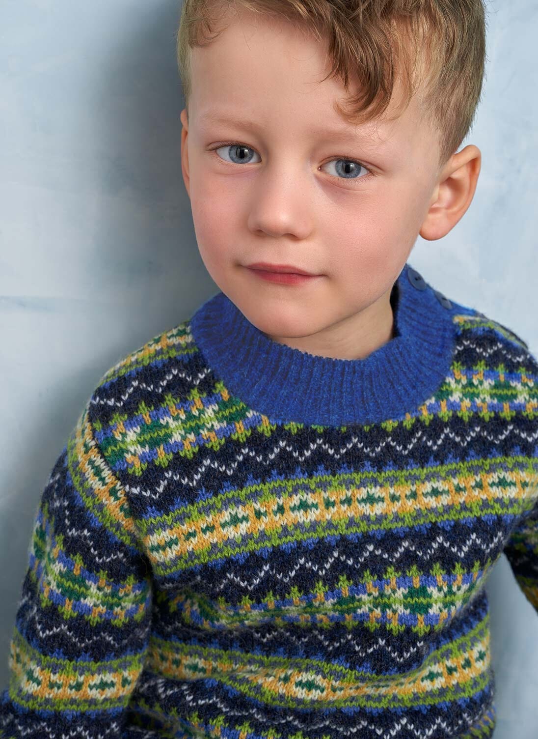 Children's Navy Wool Fair Isle Jumper Brora Online