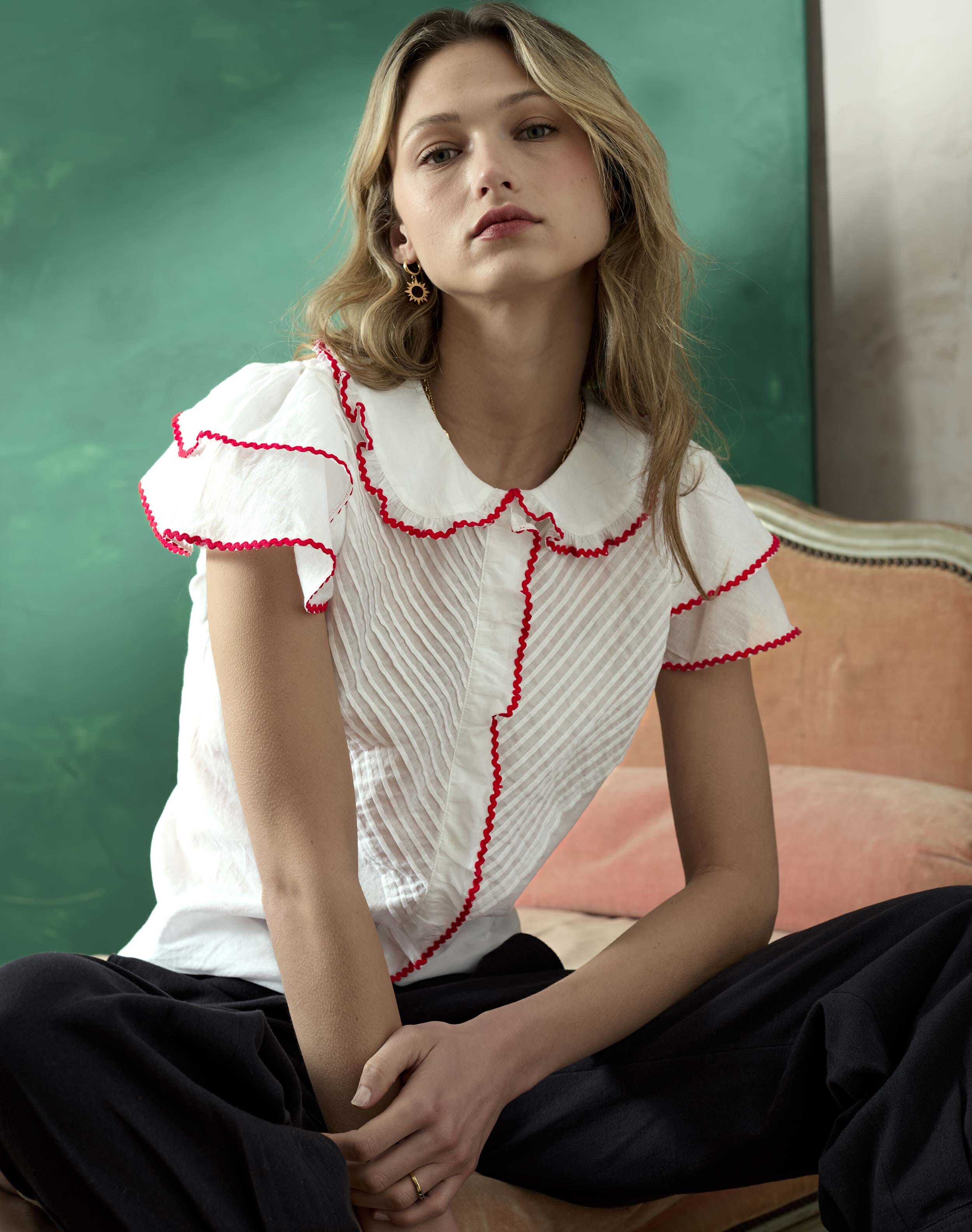 【美品】  RHC Ron Herman / アールエイチシーロンハーマン | 2024SS | Cut Work Blouse カットワーク コットン ブラウス | XS | ホワイト | レディース 美品】 RHC Ron Herman / アールエイチシーロンハーマン | 2024SS