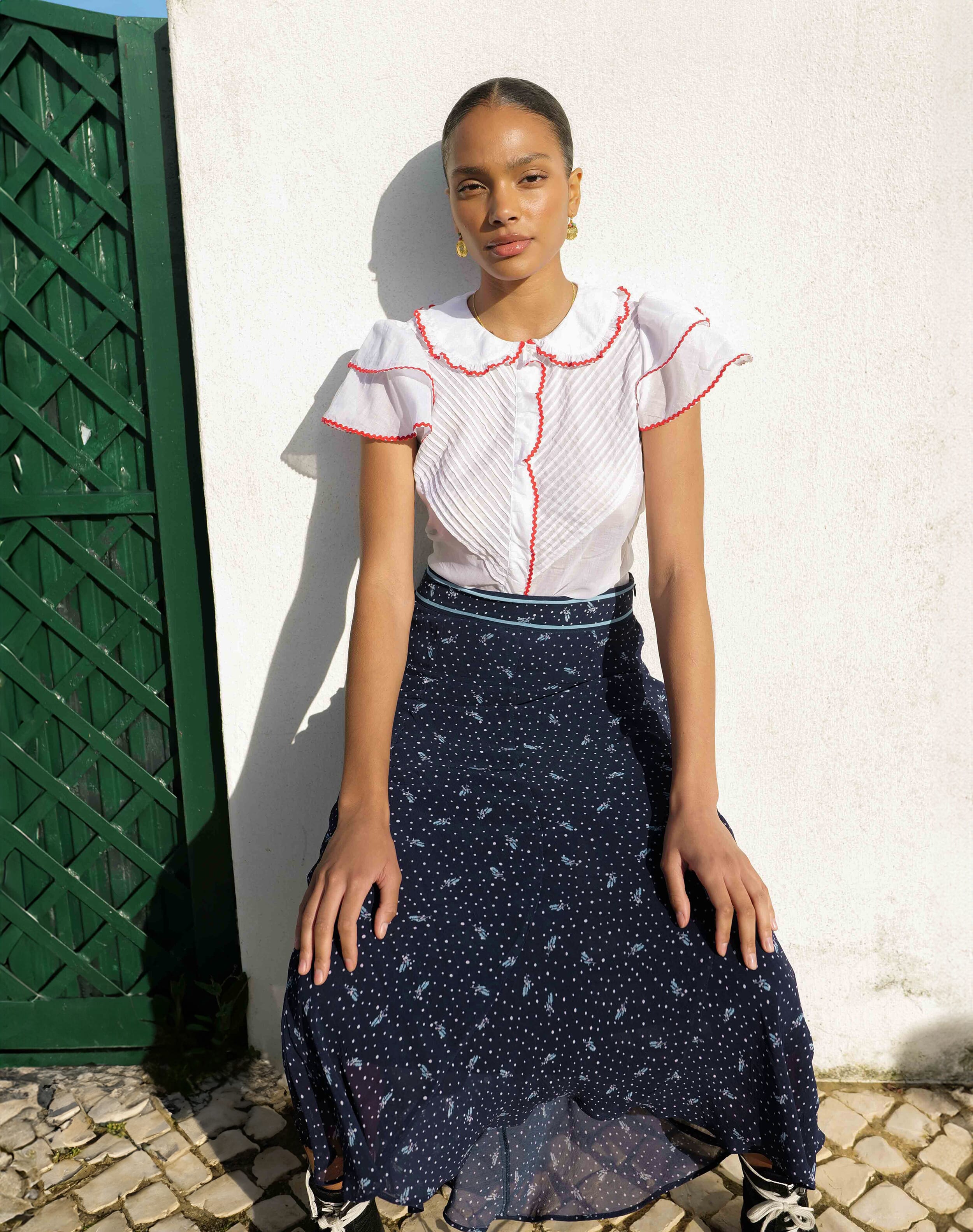 Navy Floral Skirt | Women's Skirts | SKYE by Brora