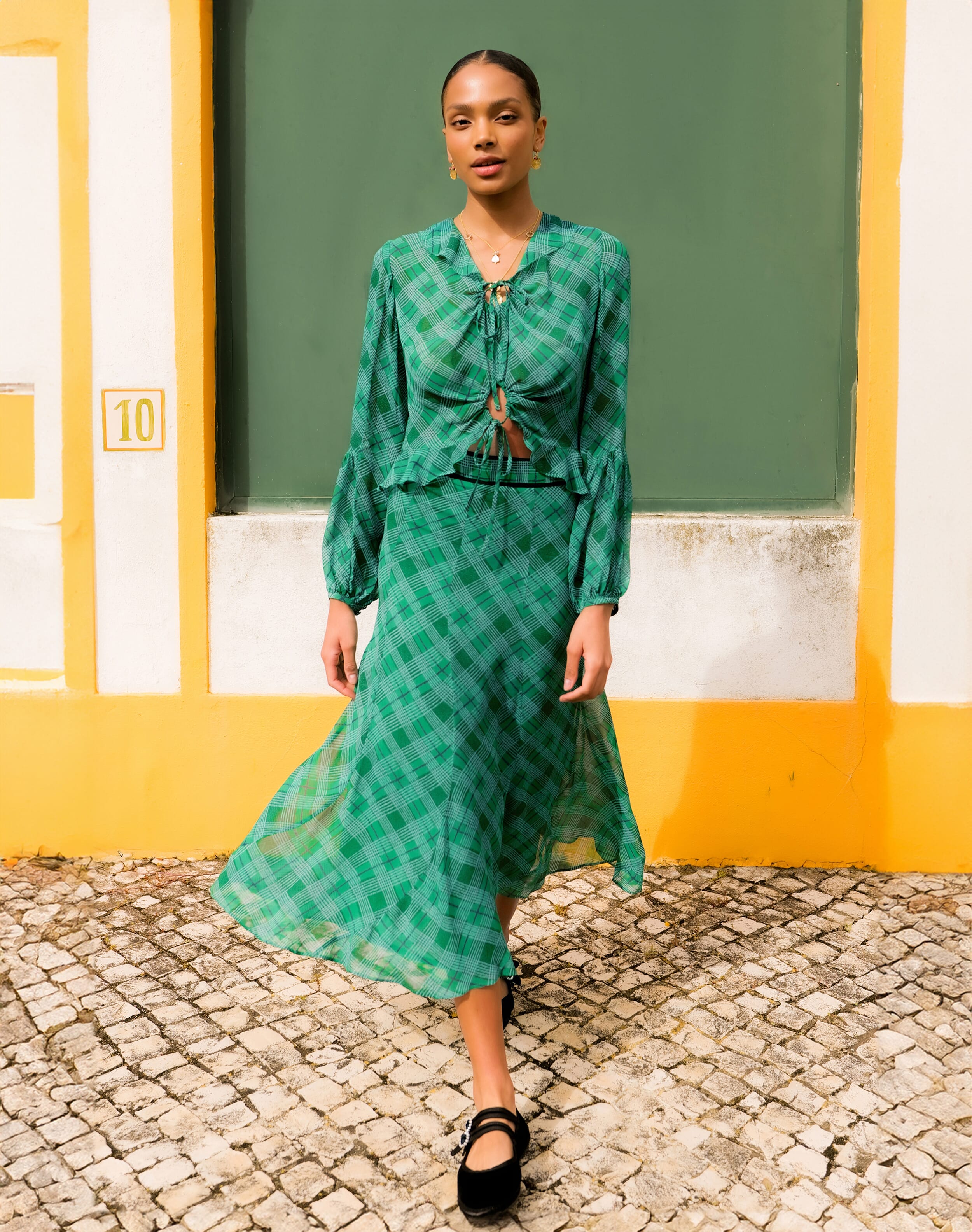 Green Check Maxi Skirt | Women's Skirts | SKYE by Brora