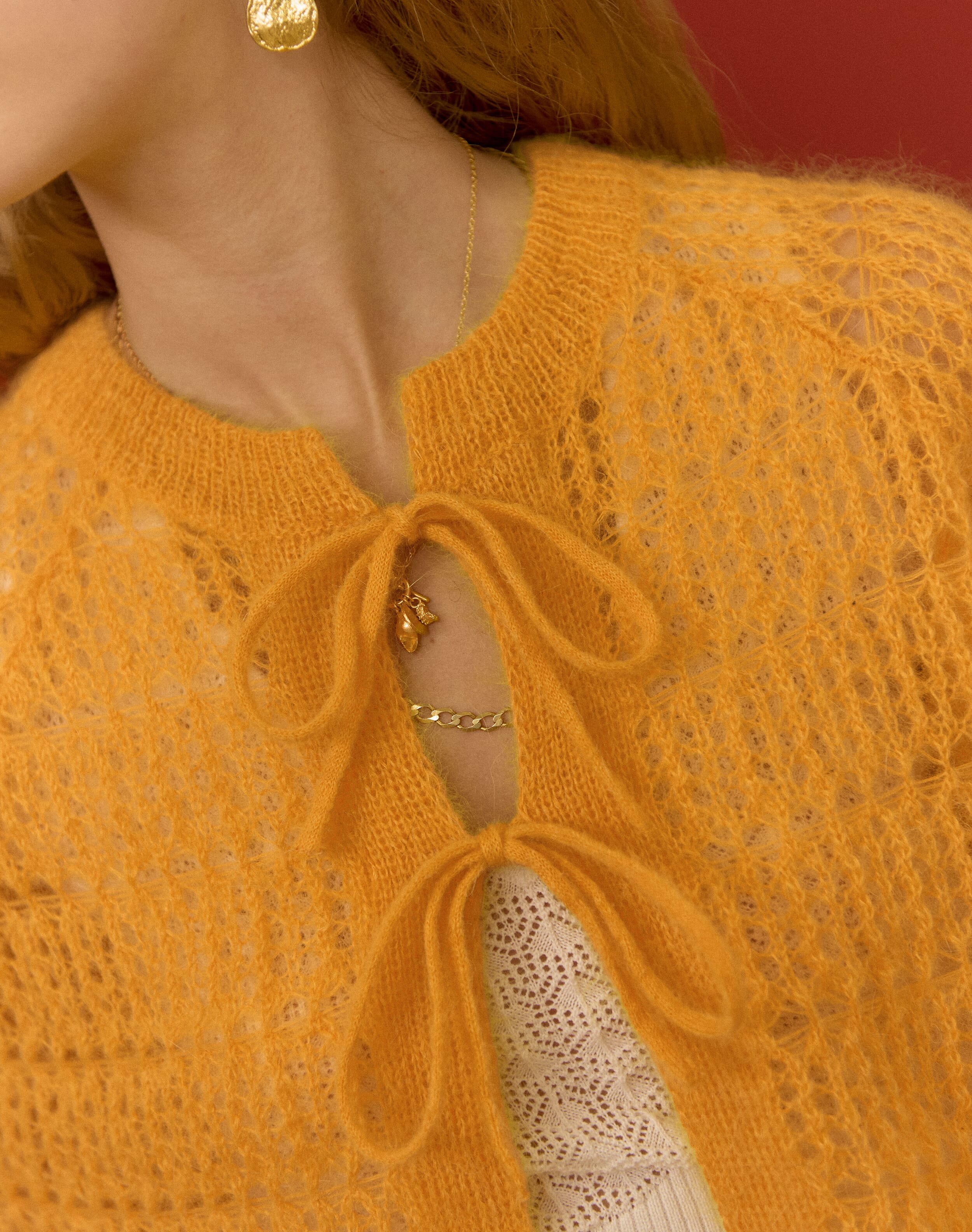 The Mohair Lace Knit Cardigan in Sunflower | Clearance Event | Brora