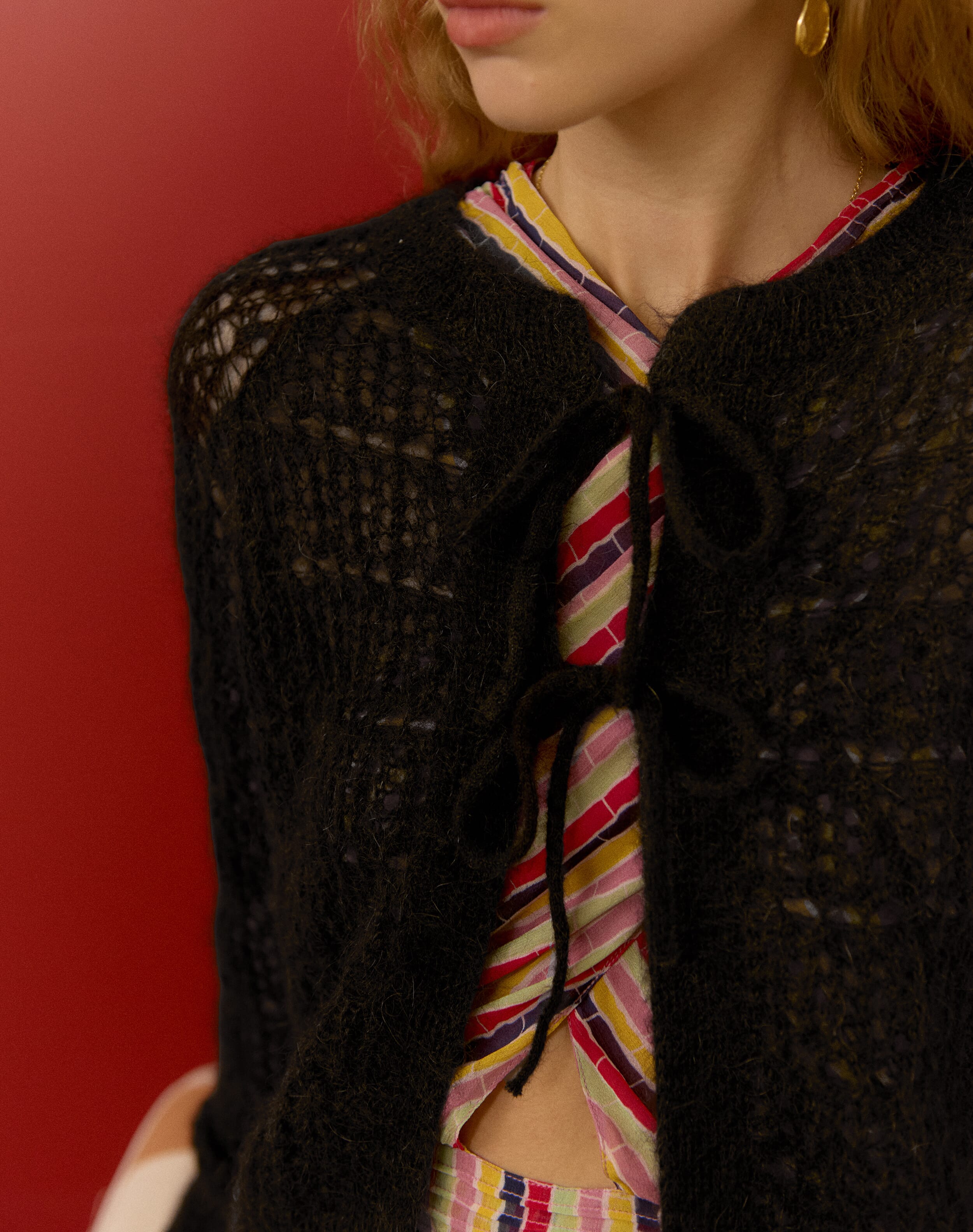The Mohair Lace Knit Cardigan in Black | Clearance Event | Brora