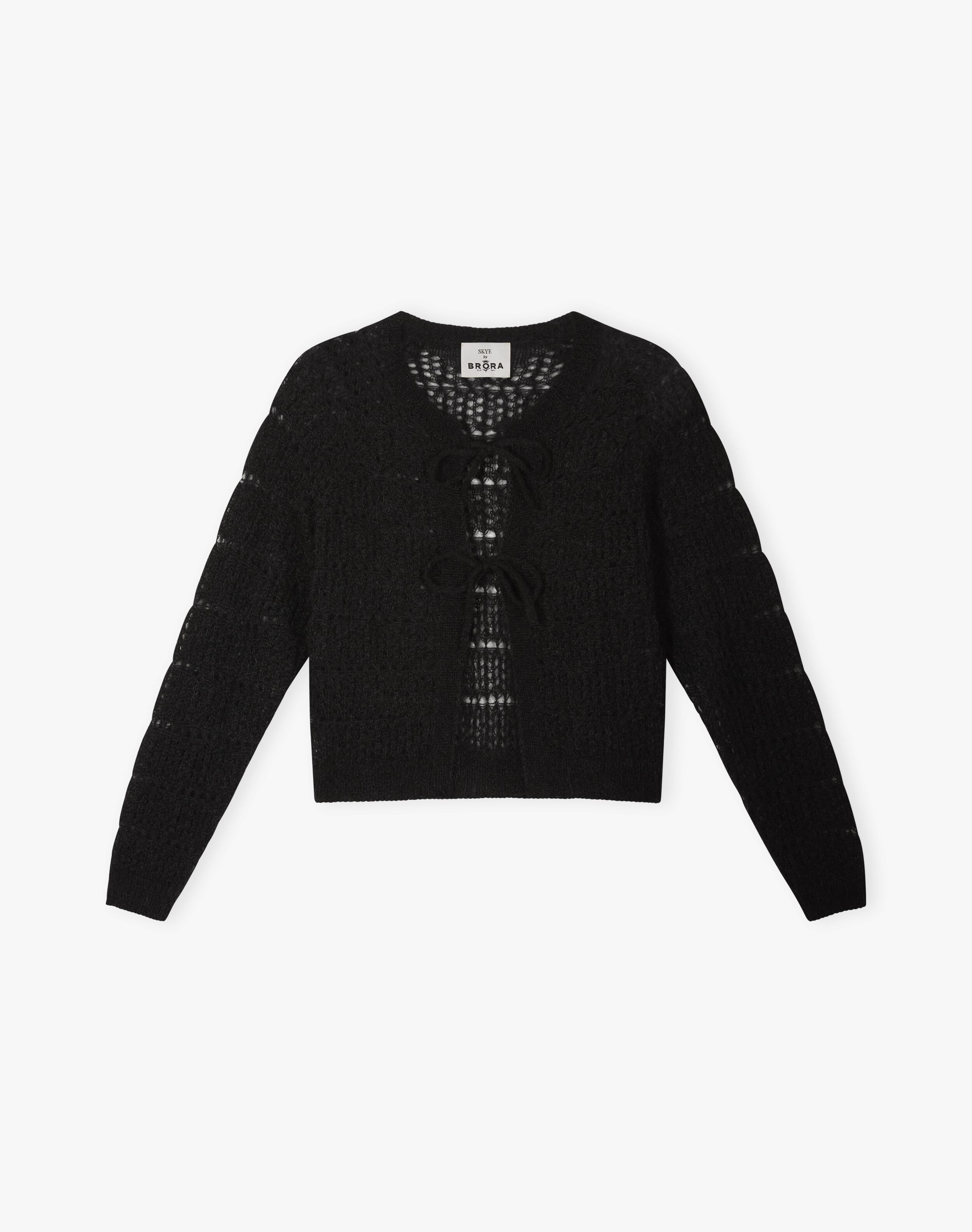 The Mohair Lace Knit Cardigan in Black | Clearance Event | Brora