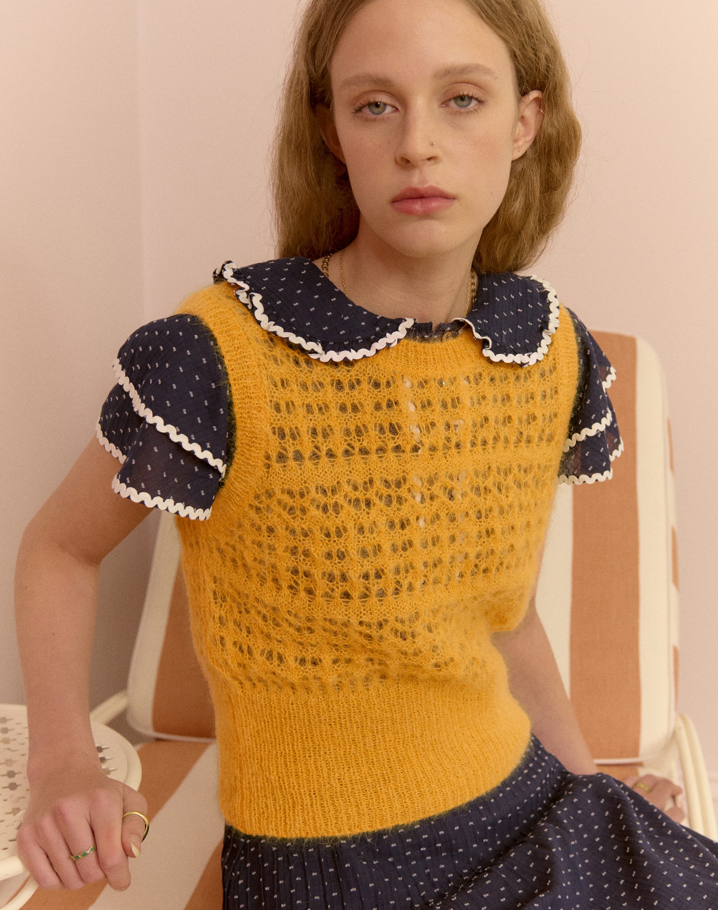 The Mohair Lace Knit Tank in Sunflower | Clearance Event | Brora