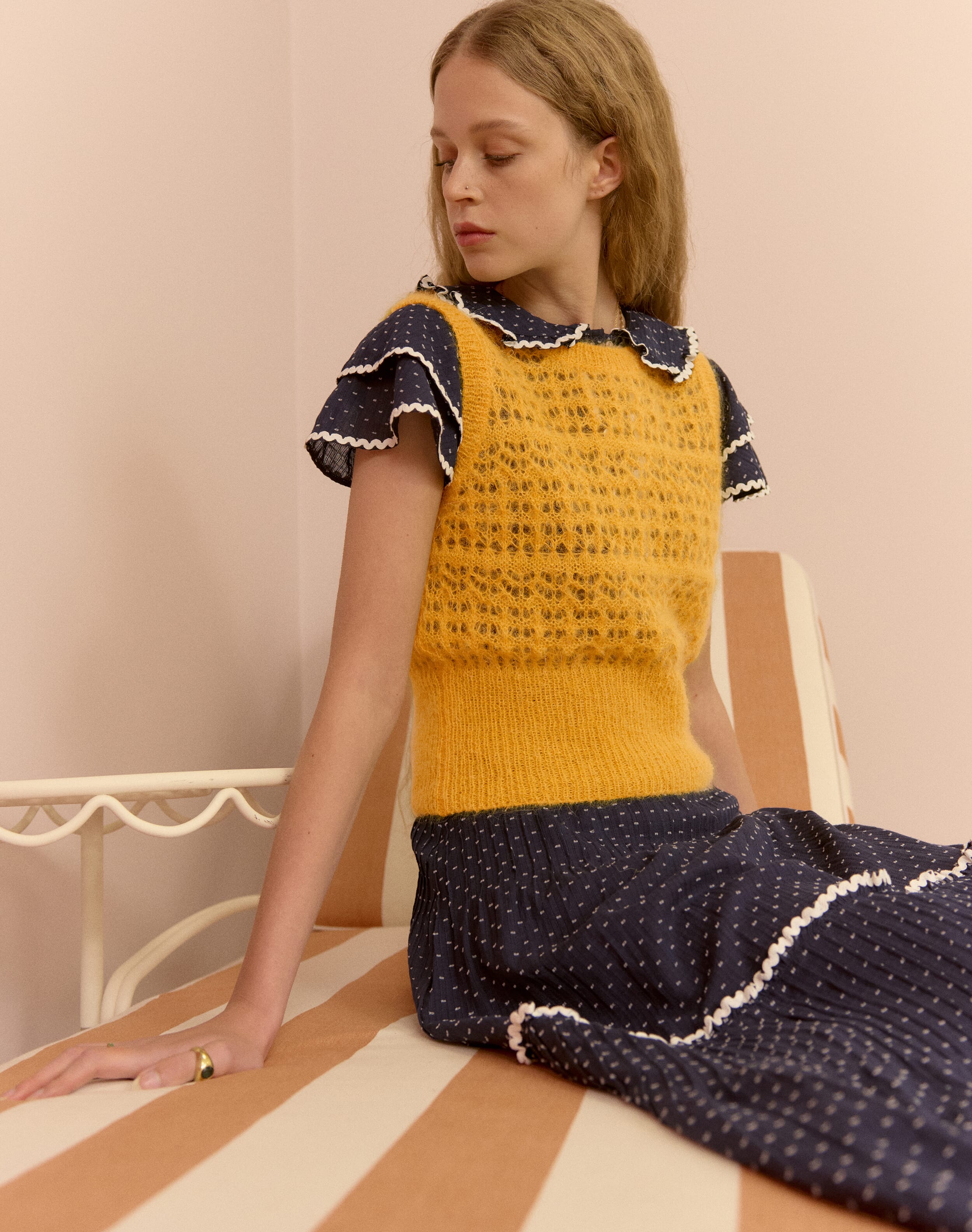 The Mohair Lace Knit Tank in Sunflower | Clearance Event | Brora