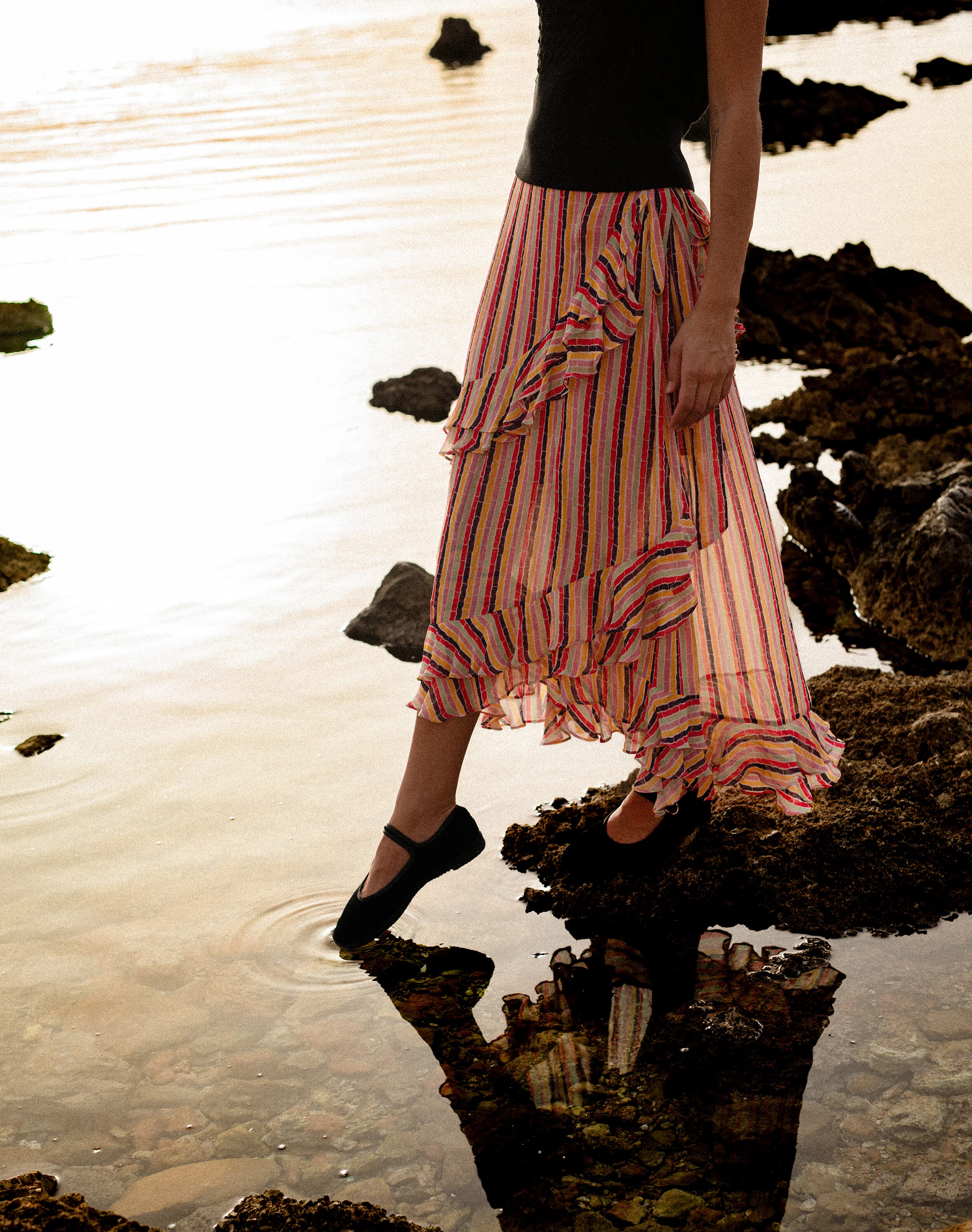 Brora The Broken Stripe Wrap Skirt Broken stripe