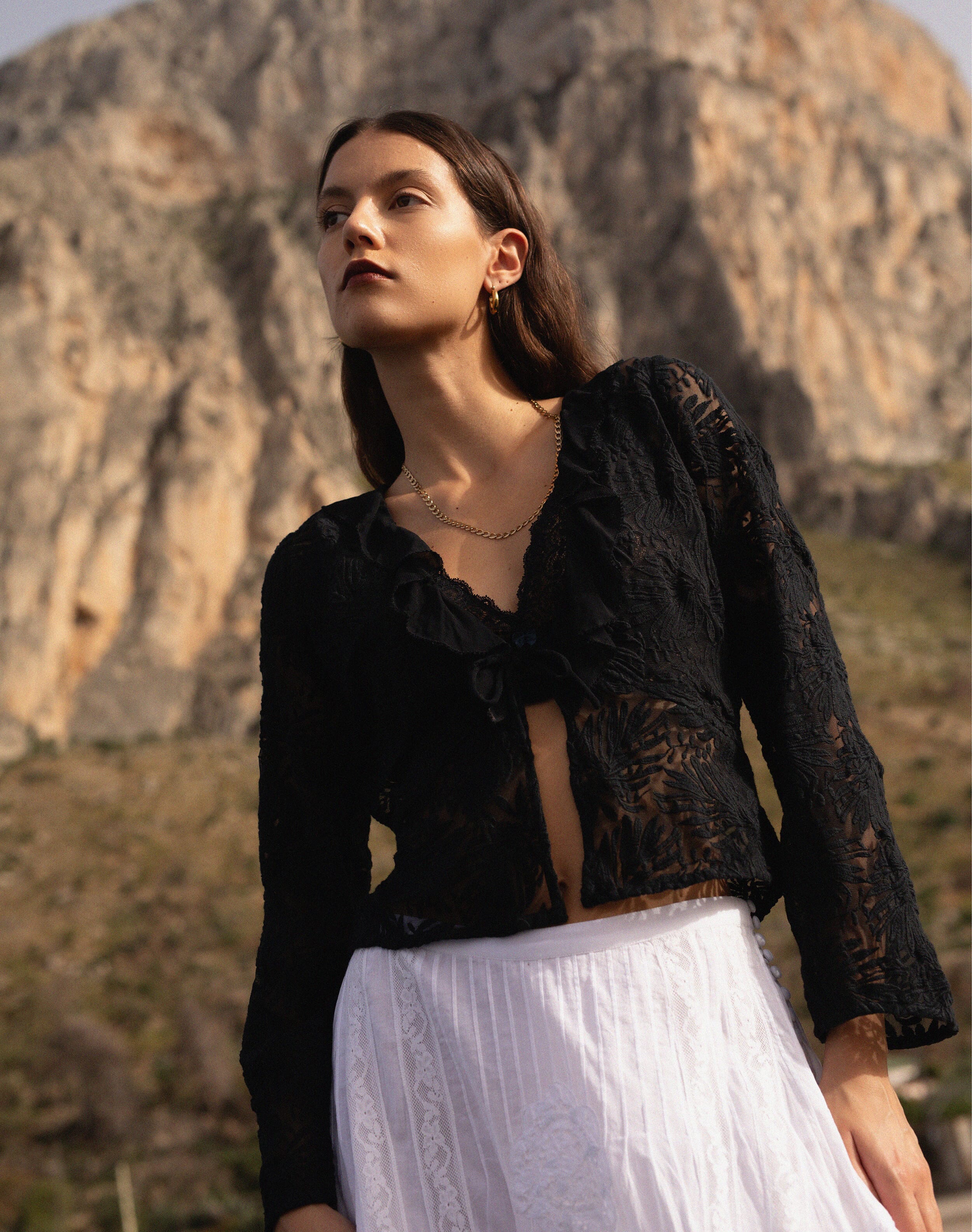 The Embroidered Tulle Top in Black | Clearance Event | Brora