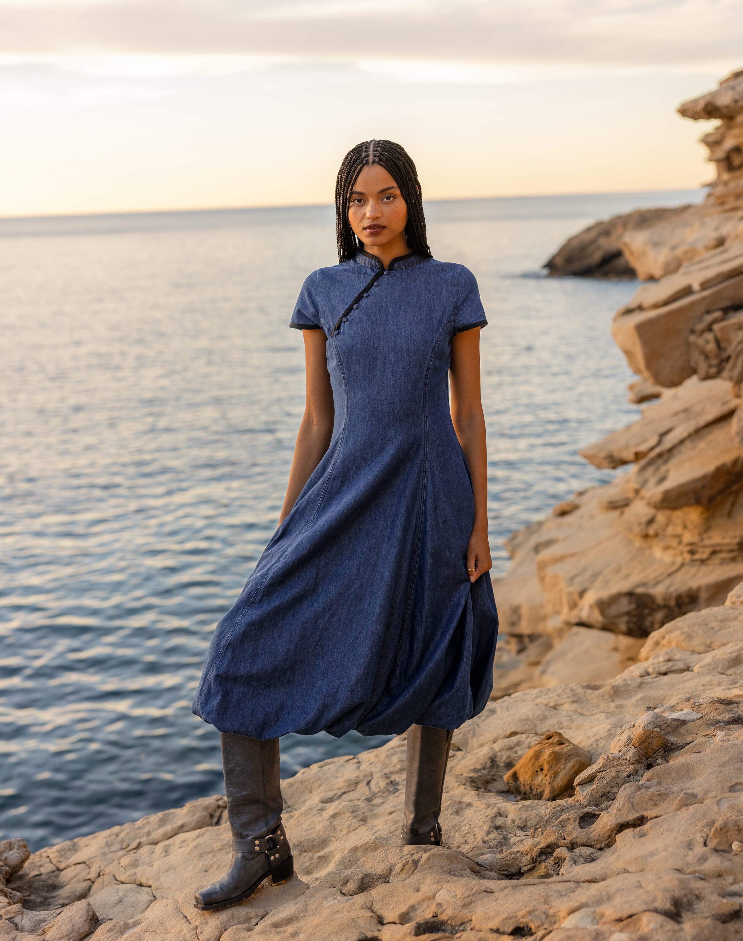 The Denim Parachute Dress | Womenswear | SKYE by Brora