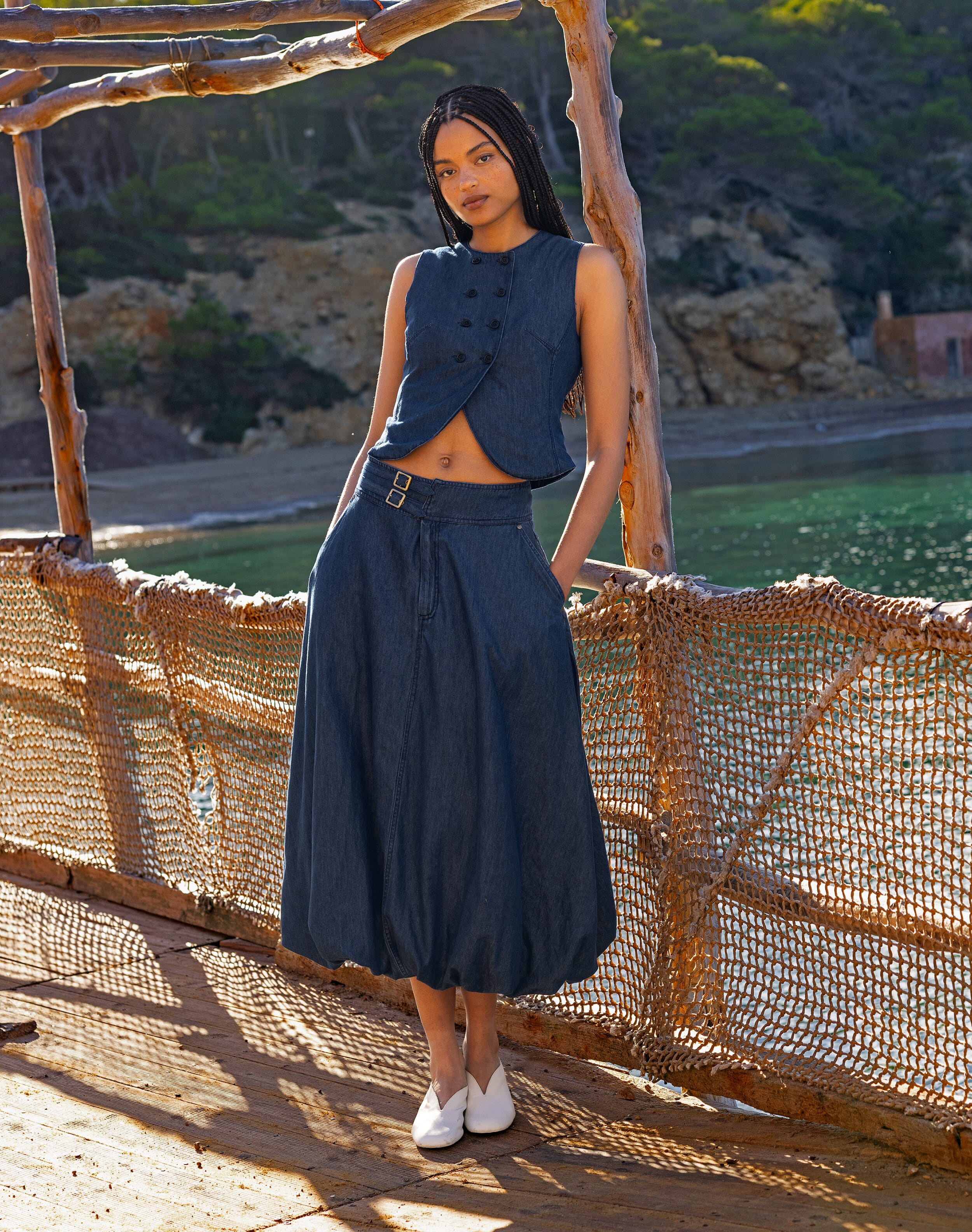 Brora The Denim Parachute Skirt Denim