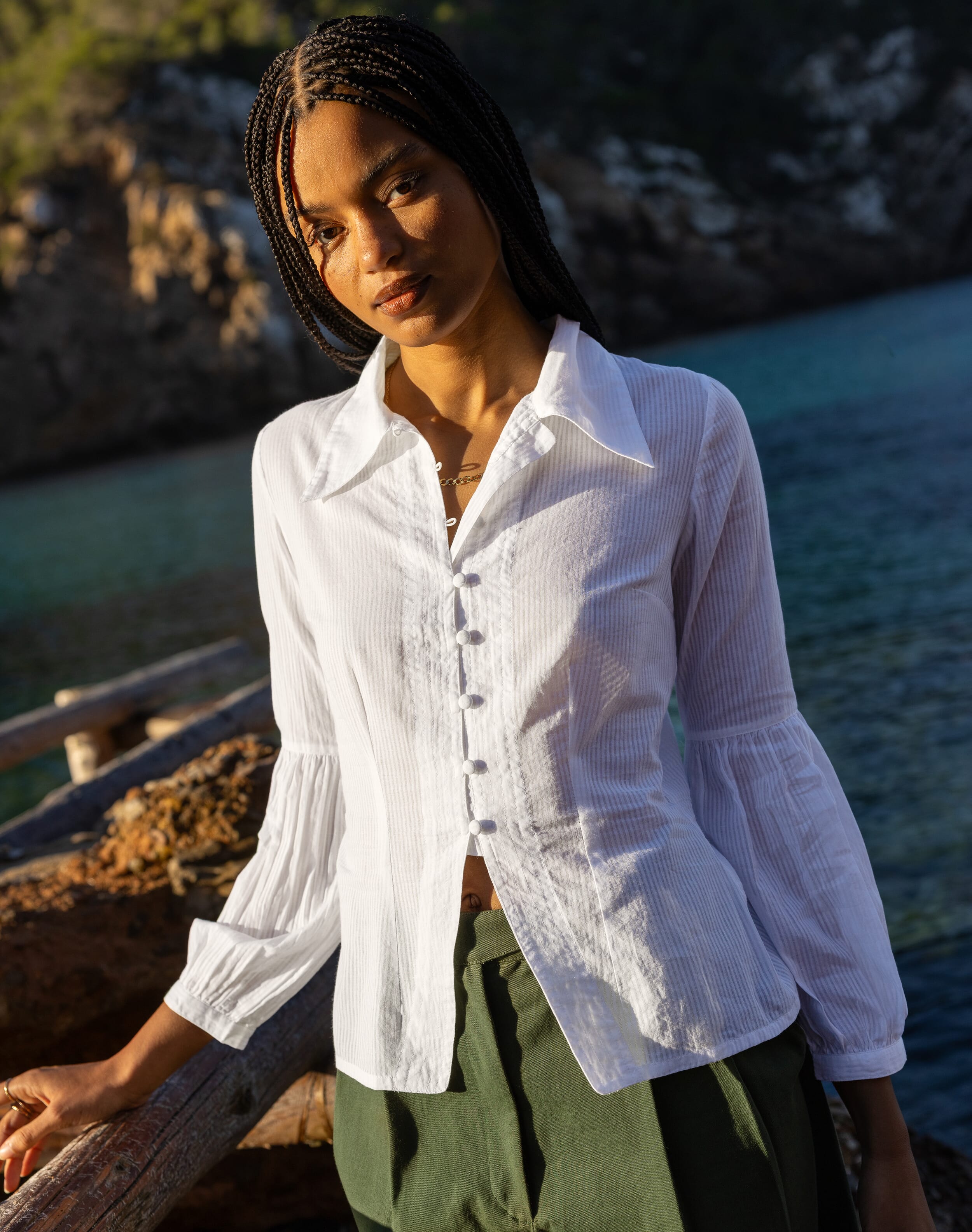 Brora The Organic Cotton Shirt White  - Size: 14