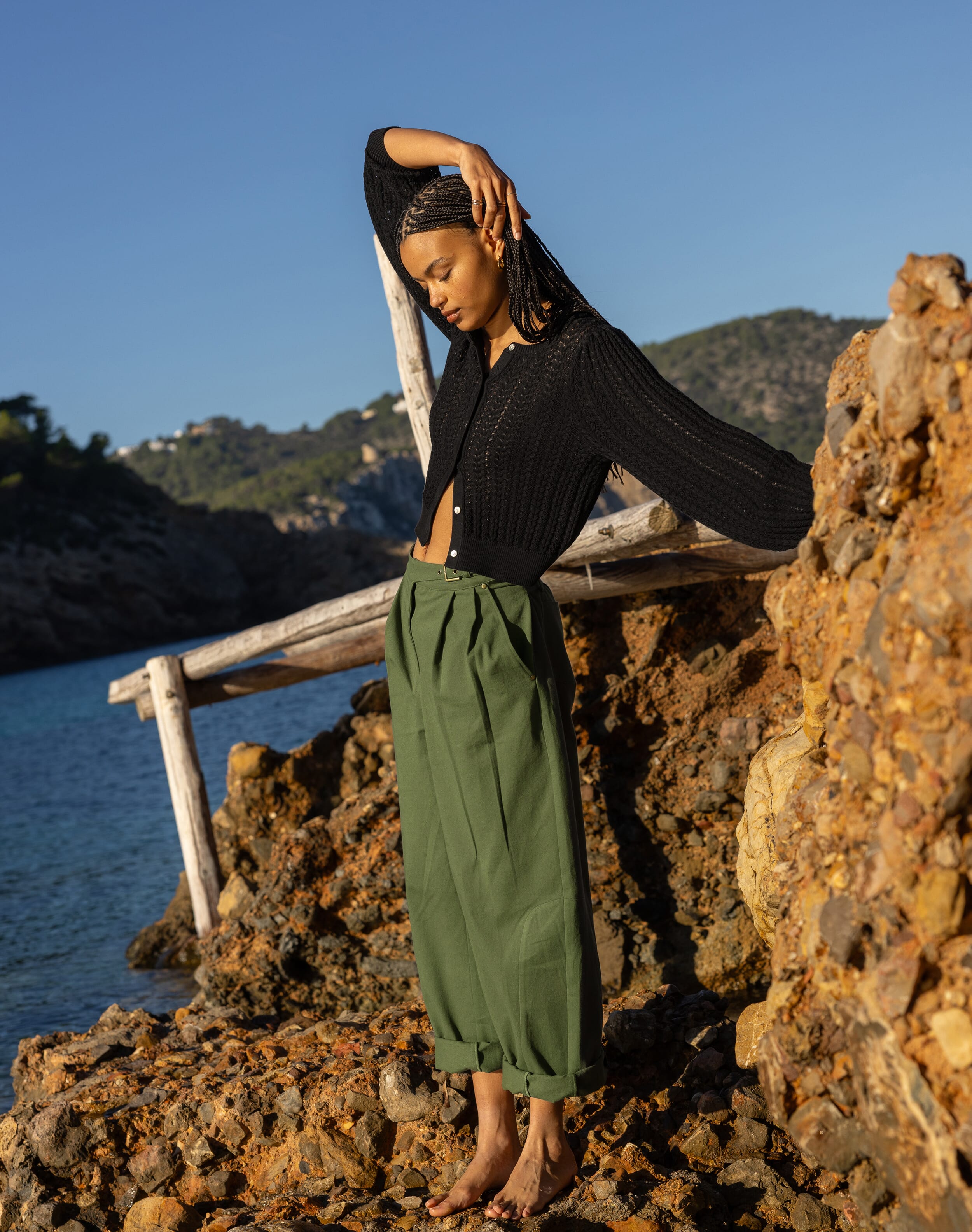 The Lace Knit Cardigan in Black | Womenswear | SKYE by Brora